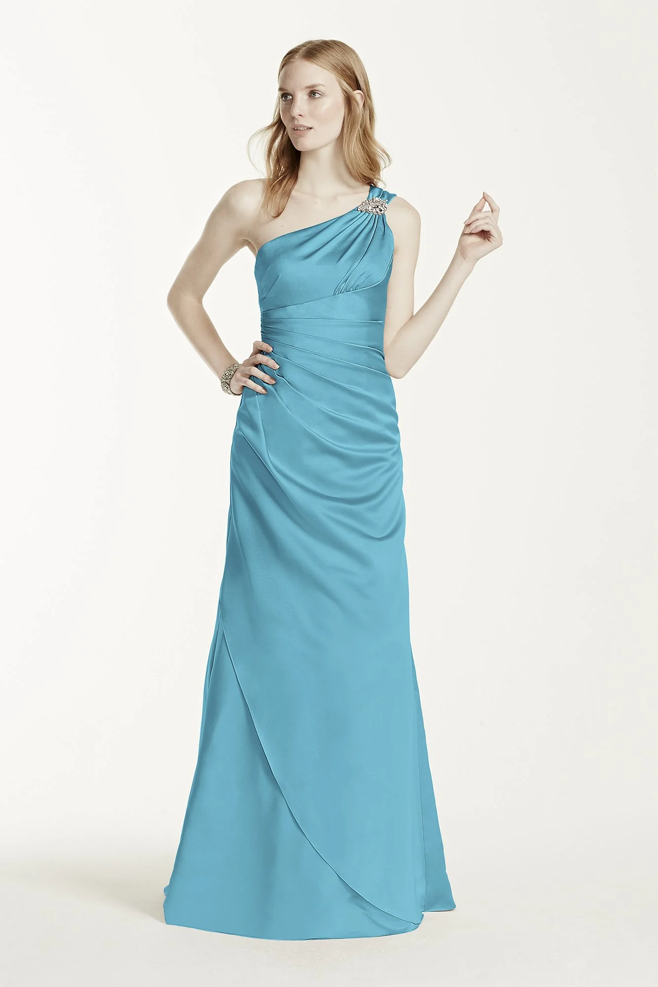 One Shoulder Bridesmaid Dress with Details - Image 65