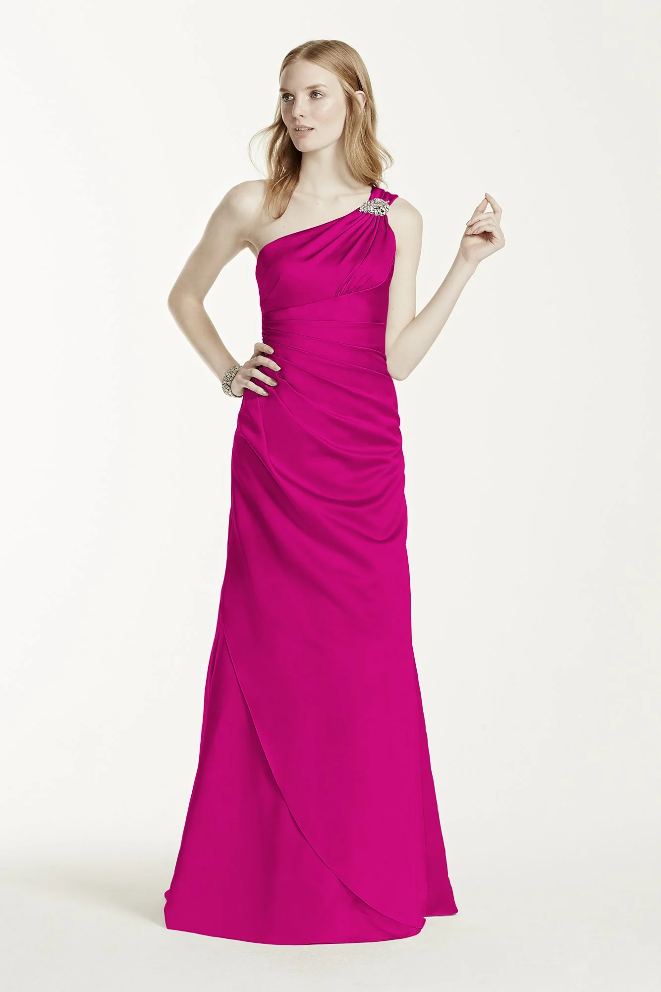 One Shoulder Bridesmaid Dress with Details - Image 67