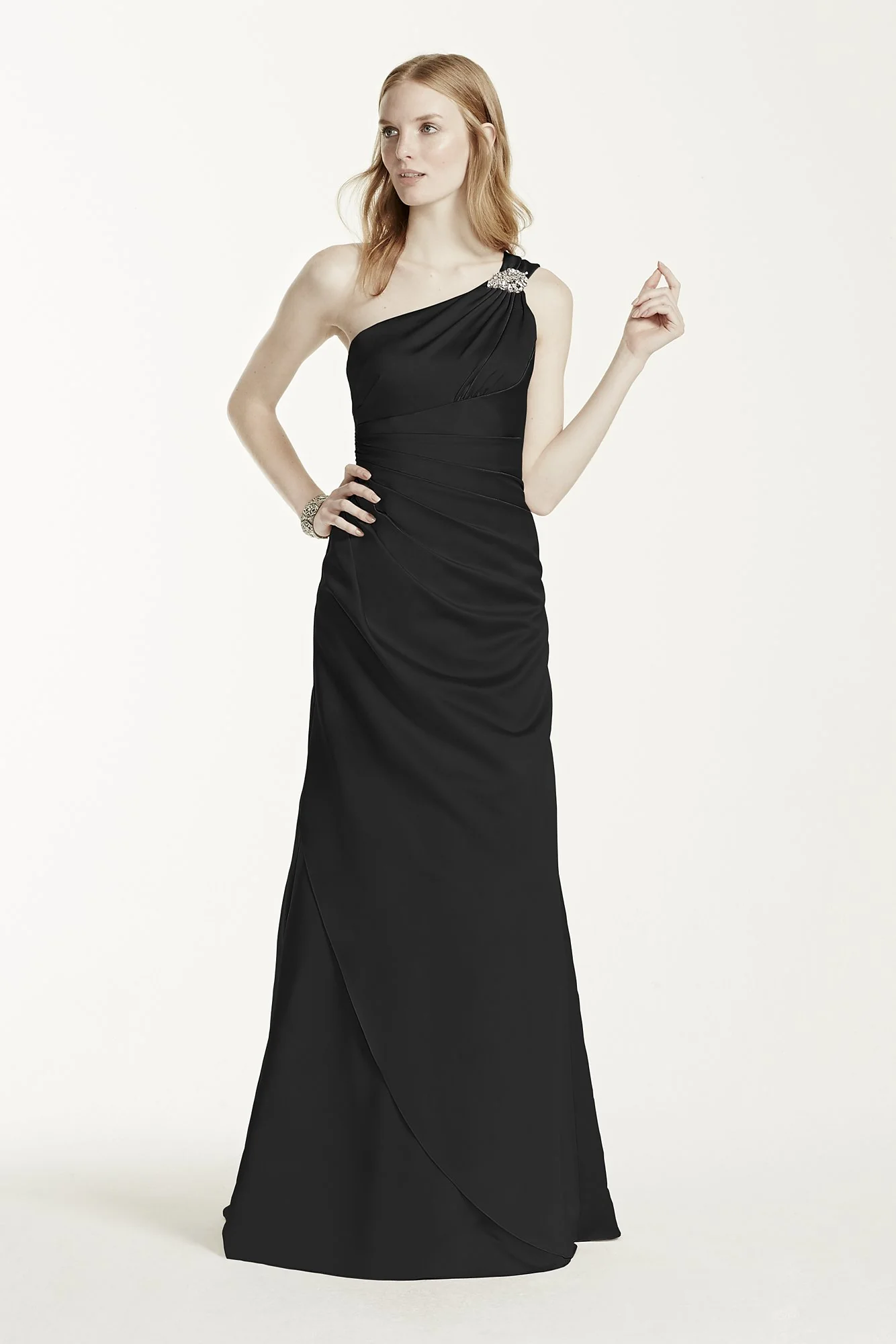 One Shoulder Bridesmaid Dress with Details - Image 75