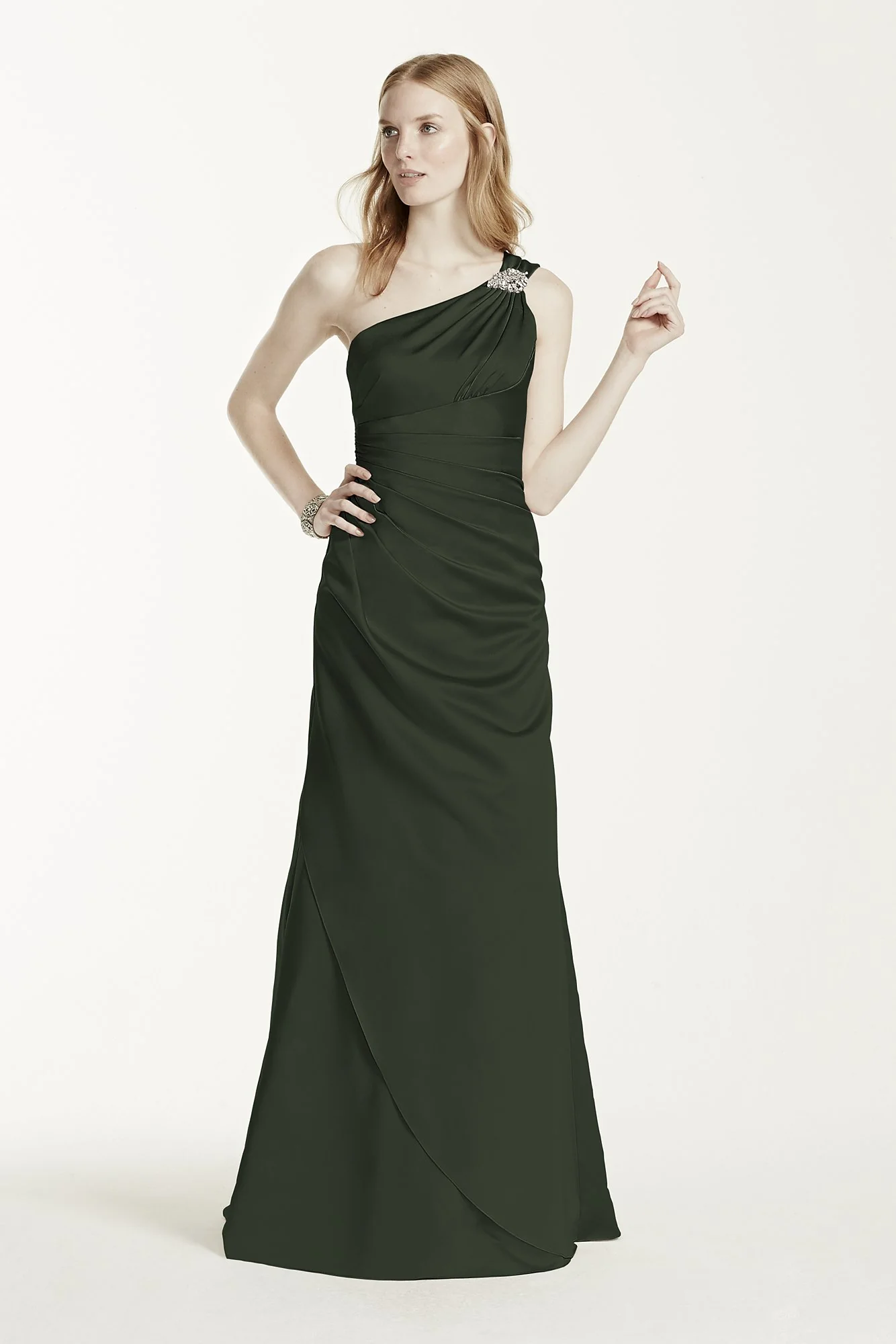 One Shoulder Bridesmaid Dress with Details - Image 78
