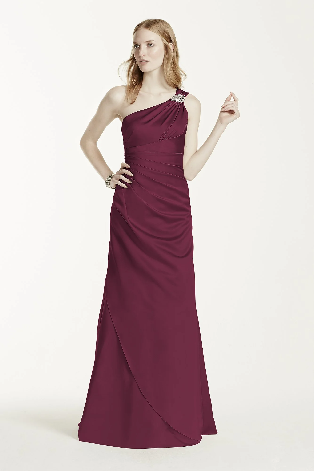 One Shoulder Bridesmaid Dress with Details - Image 79
