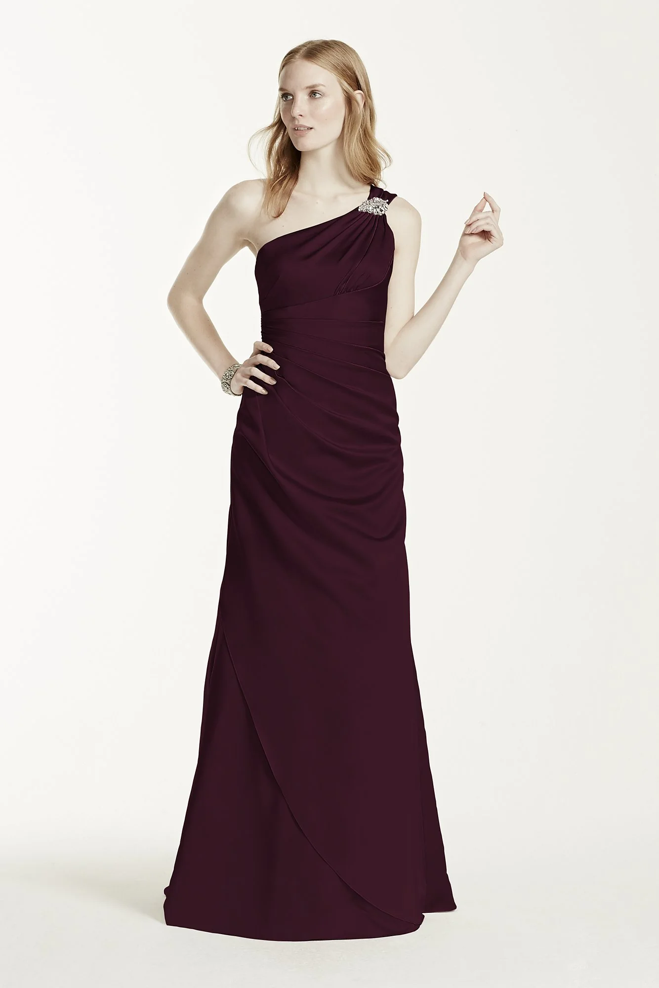 One Shoulder Bridesmaid Dress with Details - Image 83