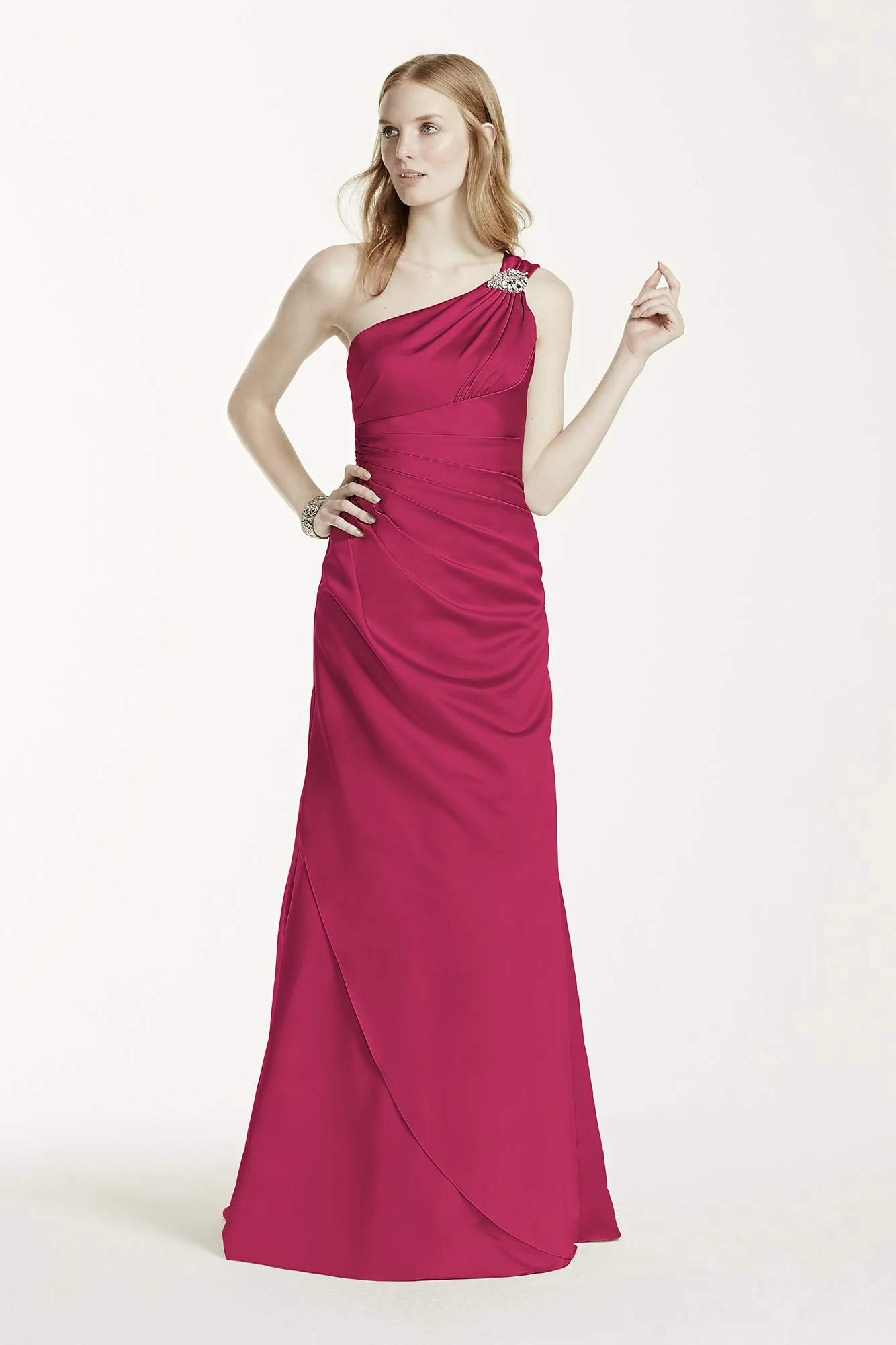 One Shoulder Bridesmaid Dress with Details - Image 84