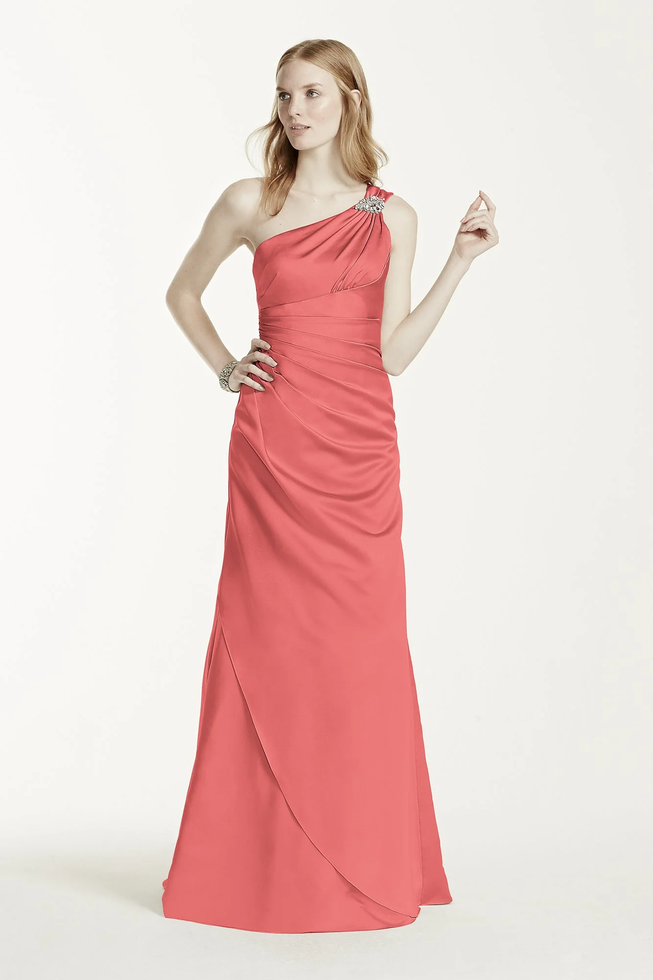 One Shoulder Bridesmaid Dress with Details - Image 86