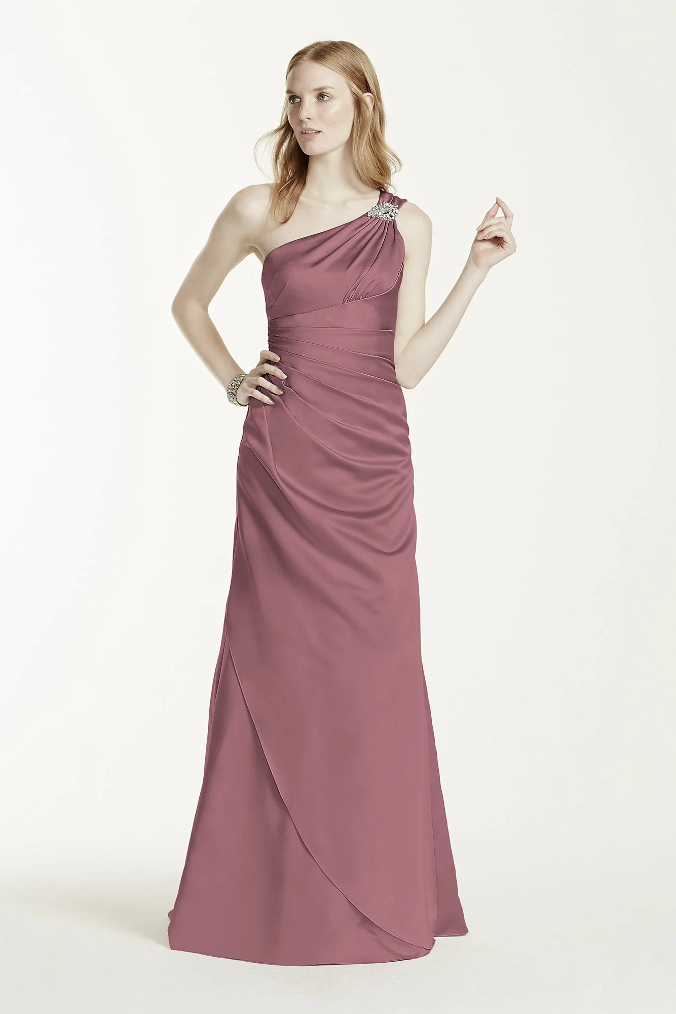 One Shoulder Bridesmaid Dress with Details - Image 88