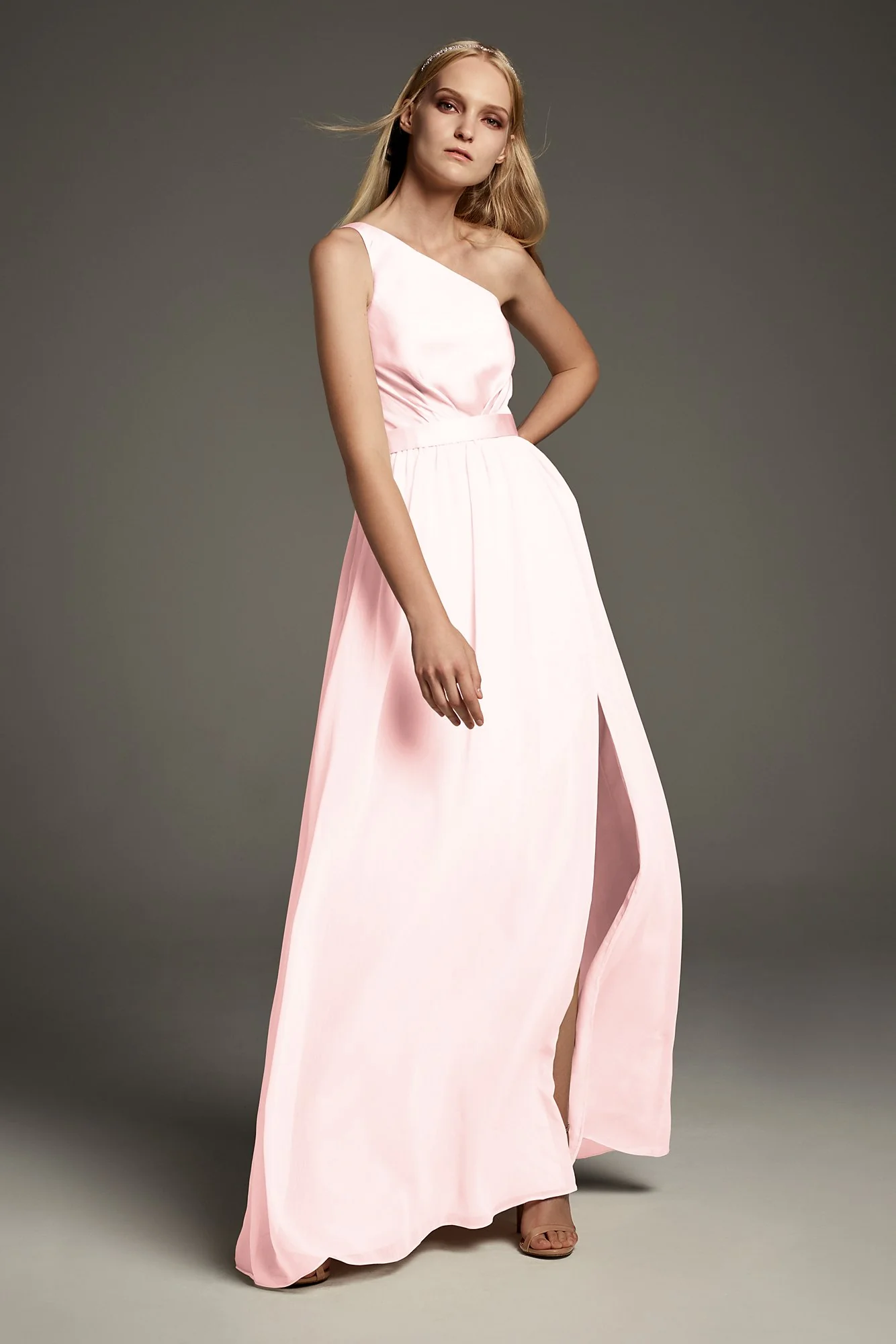 One-Shoulder Charmeuse Chiffon Bridesmaid Dress - Image 10