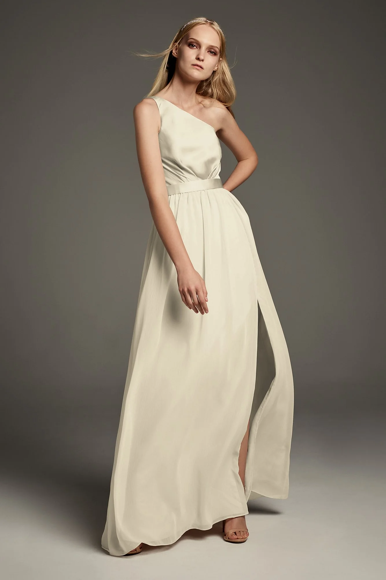 One-Shoulder Charmeuse Chiffon Bridesmaid Dress - Image 14