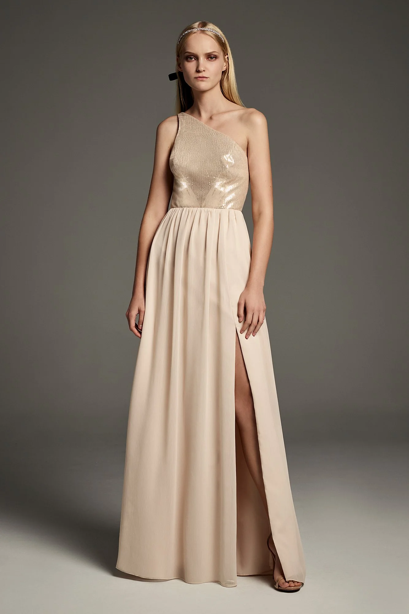 One-Shoulder Charmeuse Chiffon Bridesmaid Dress - Image 16