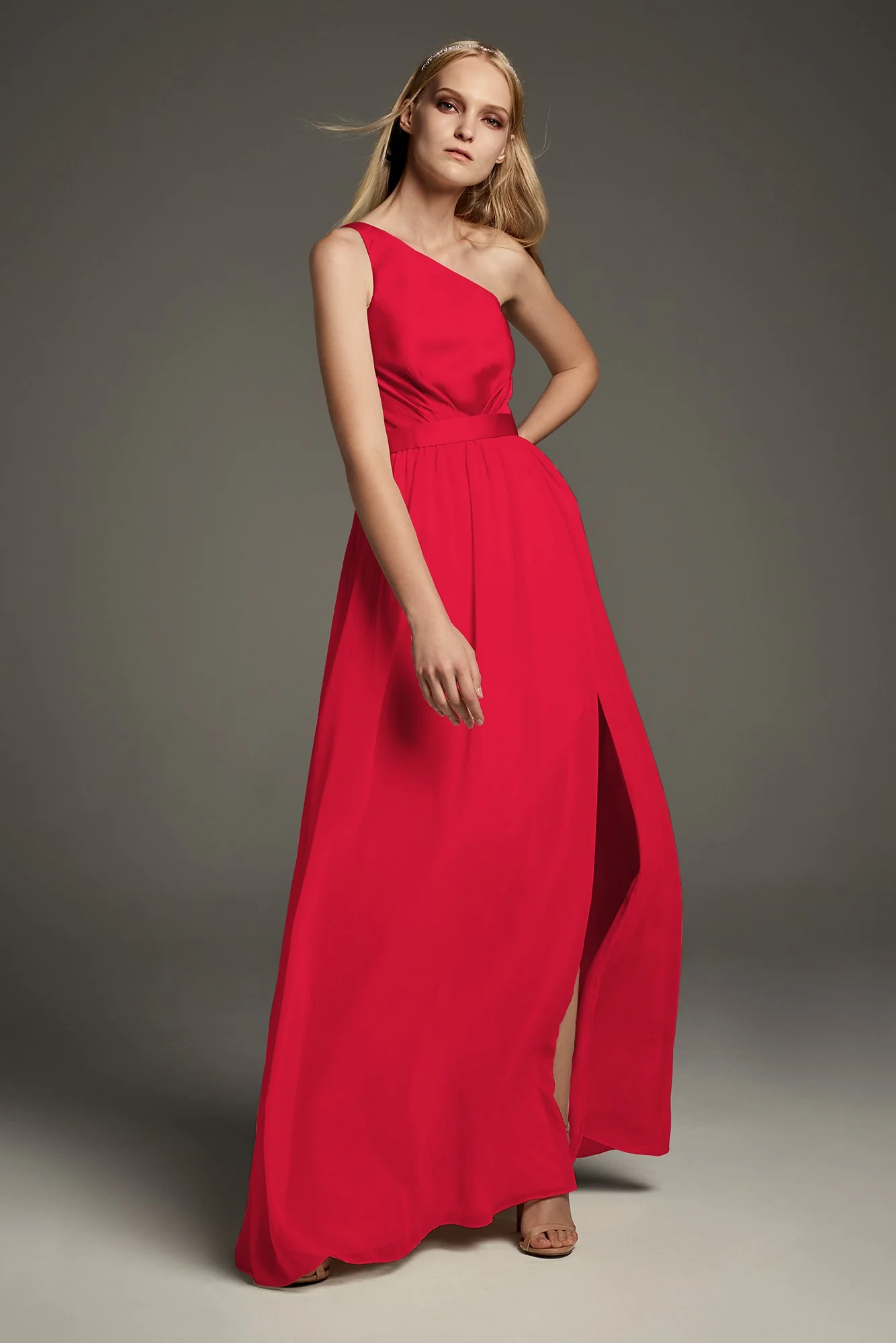 One-Shoulder Charmeuse Chiffon Bridesmaid Dress - Image 19