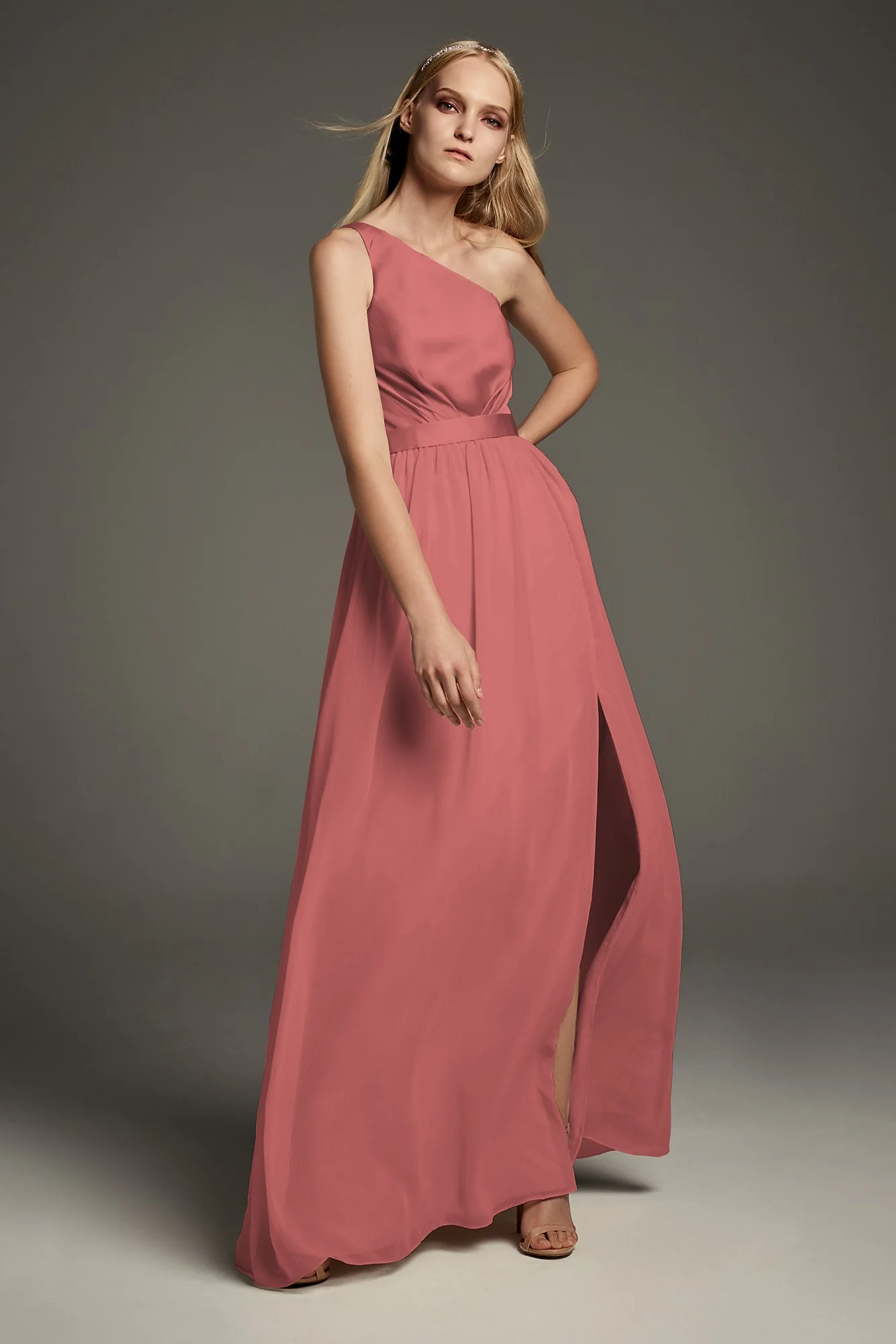 One-Shoulder Charmeuse Chiffon Bridesmaid Dress - Image 20