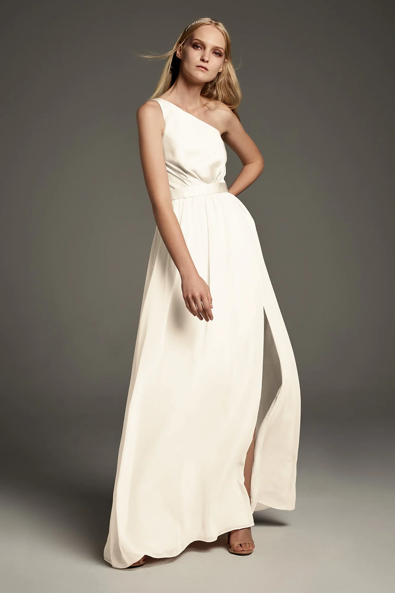 One-Shoulder Charmeuse Chiffon Bridesmaid Dress - Image 23