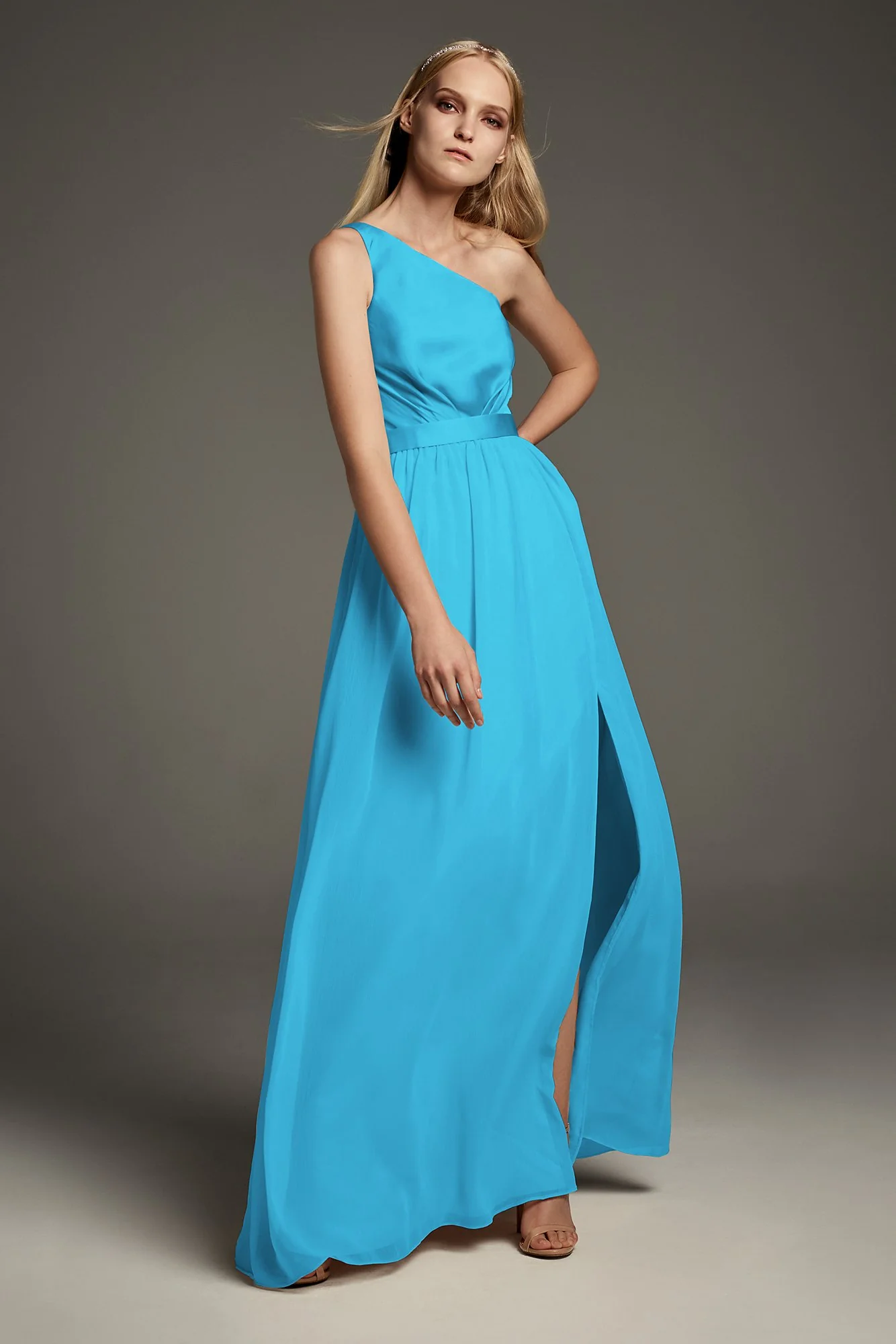 One-Shoulder Charmeuse Chiffon Bridesmaid Dress - Image 26