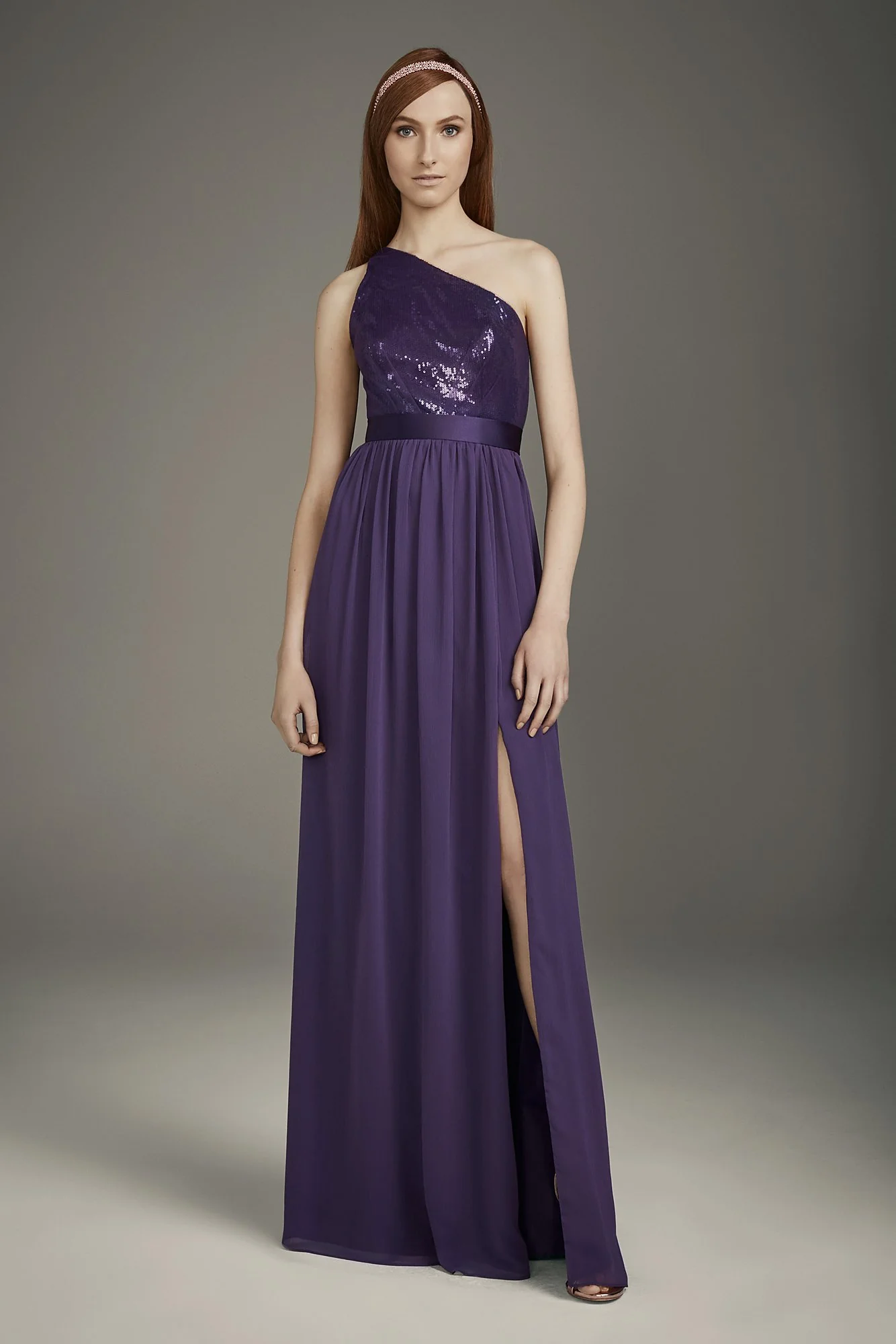 One-Shoulder Charmeuse Chiffon Bridesmaid Dress - Image 28