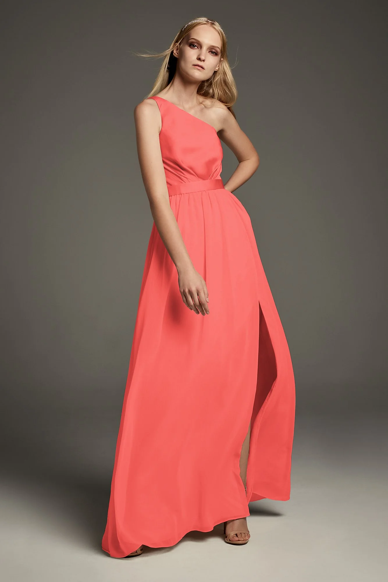 One-Shoulder Charmeuse Chiffon Bridesmaid Dress - Image 29