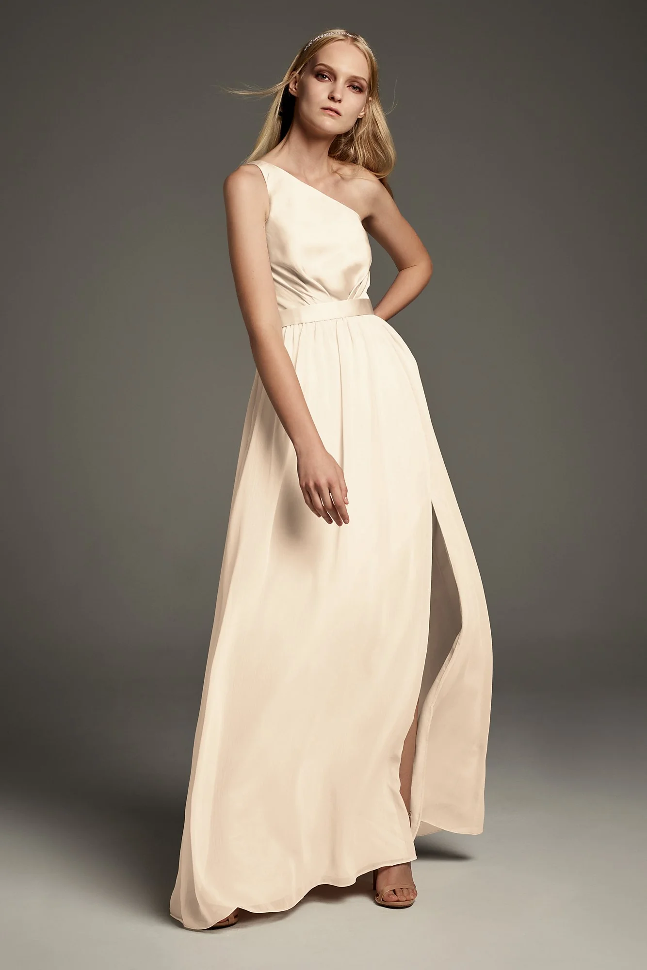 One-Shoulder Charmeuse Chiffon Bridesmaid Dress - Image 31
