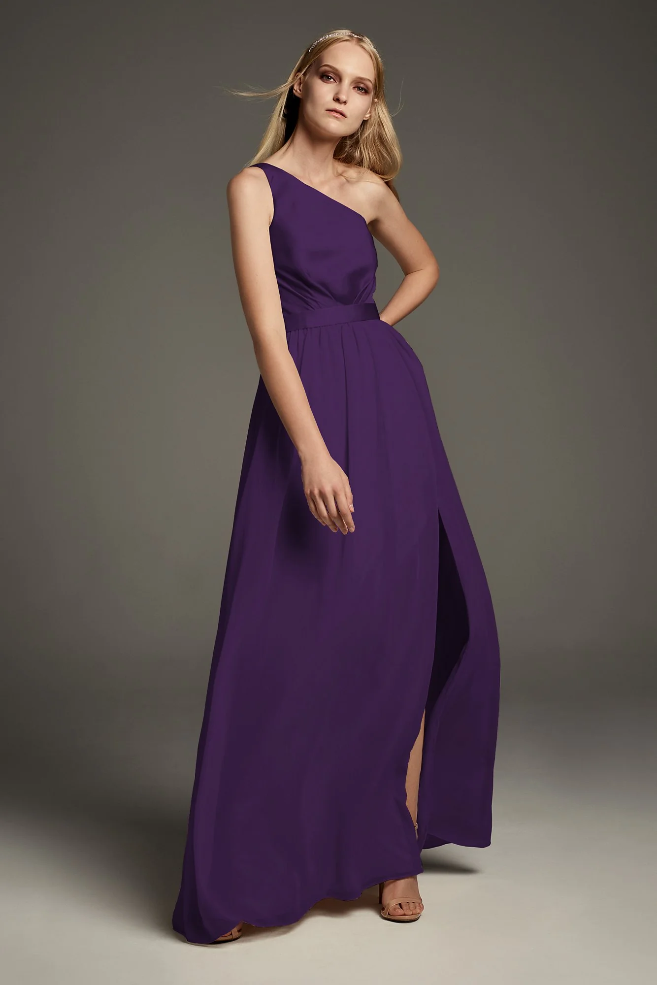 One-Shoulder Charmeuse Chiffon Bridesmaid Dress - Image 36