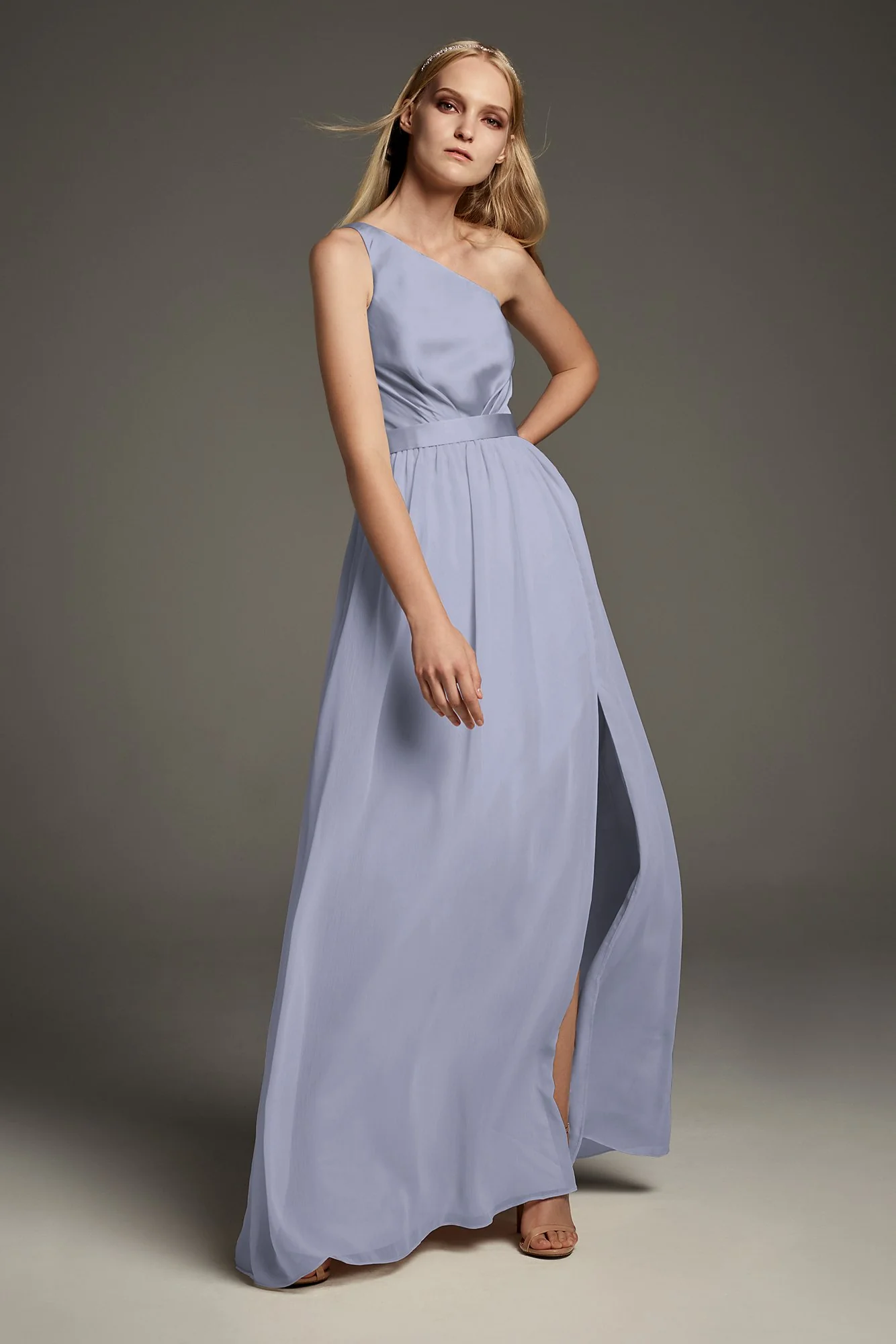 One-Shoulder Charmeuse Chiffon Bridesmaid Dress - Image 38