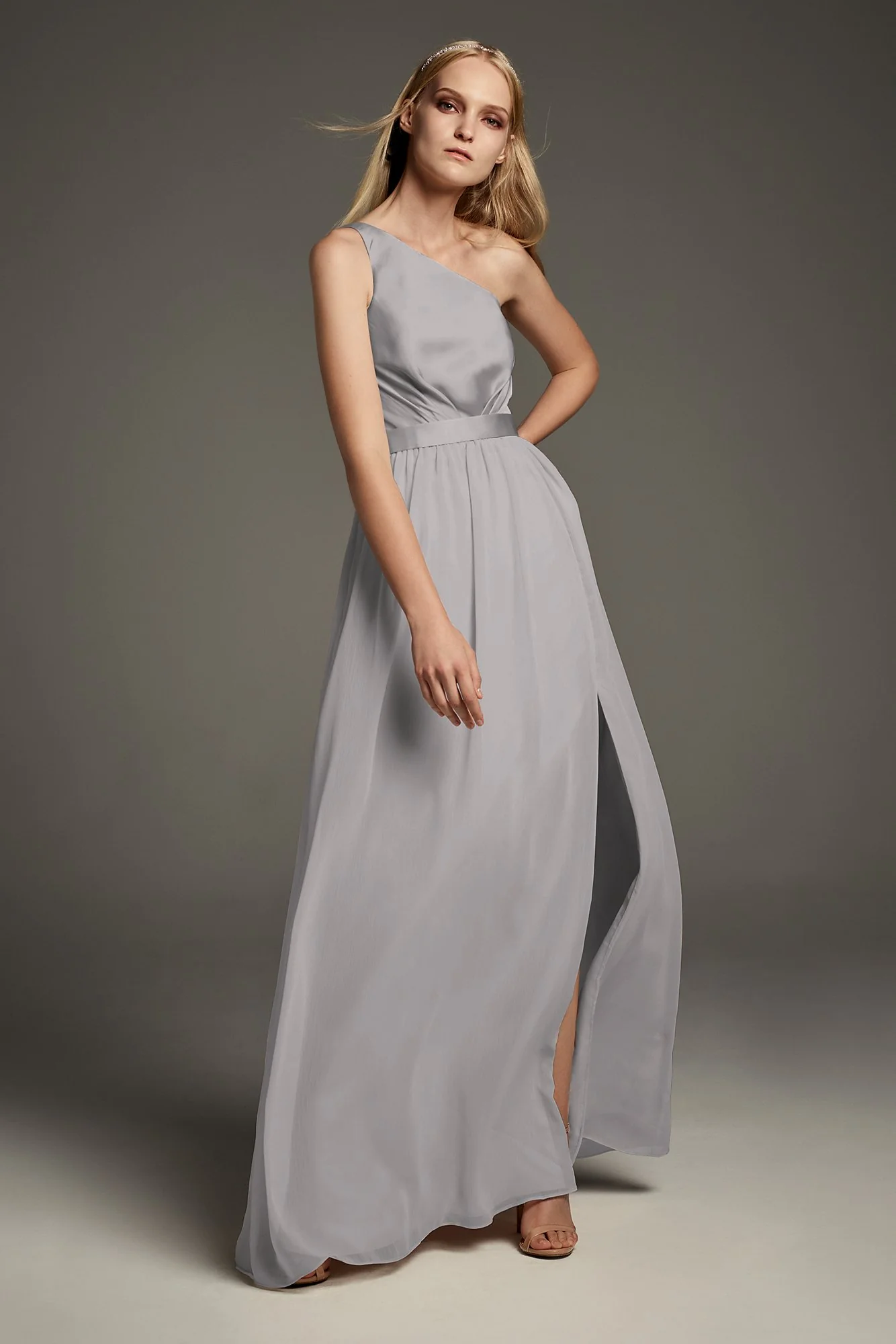 One-Shoulder Charmeuse Chiffon Bridesmaid Dress - Image 40