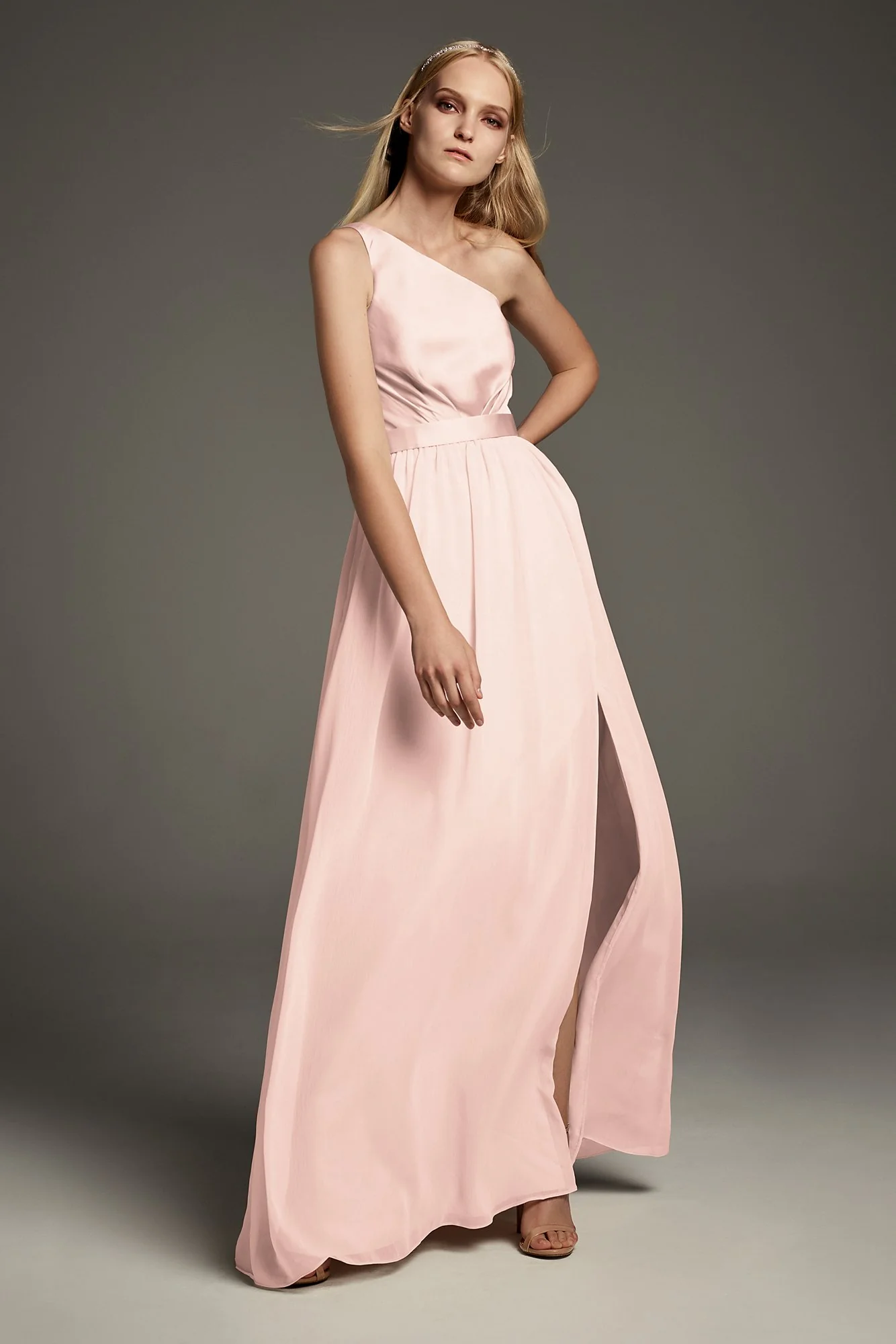 One-Shoulder Charmeuse Chiffon Bridesmaid Dress - Image 41