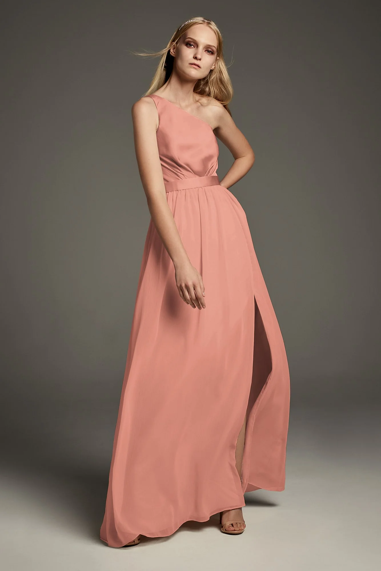 One-Shoulder Charmeuse Chiffon Bridesmaid Dress - Image 45