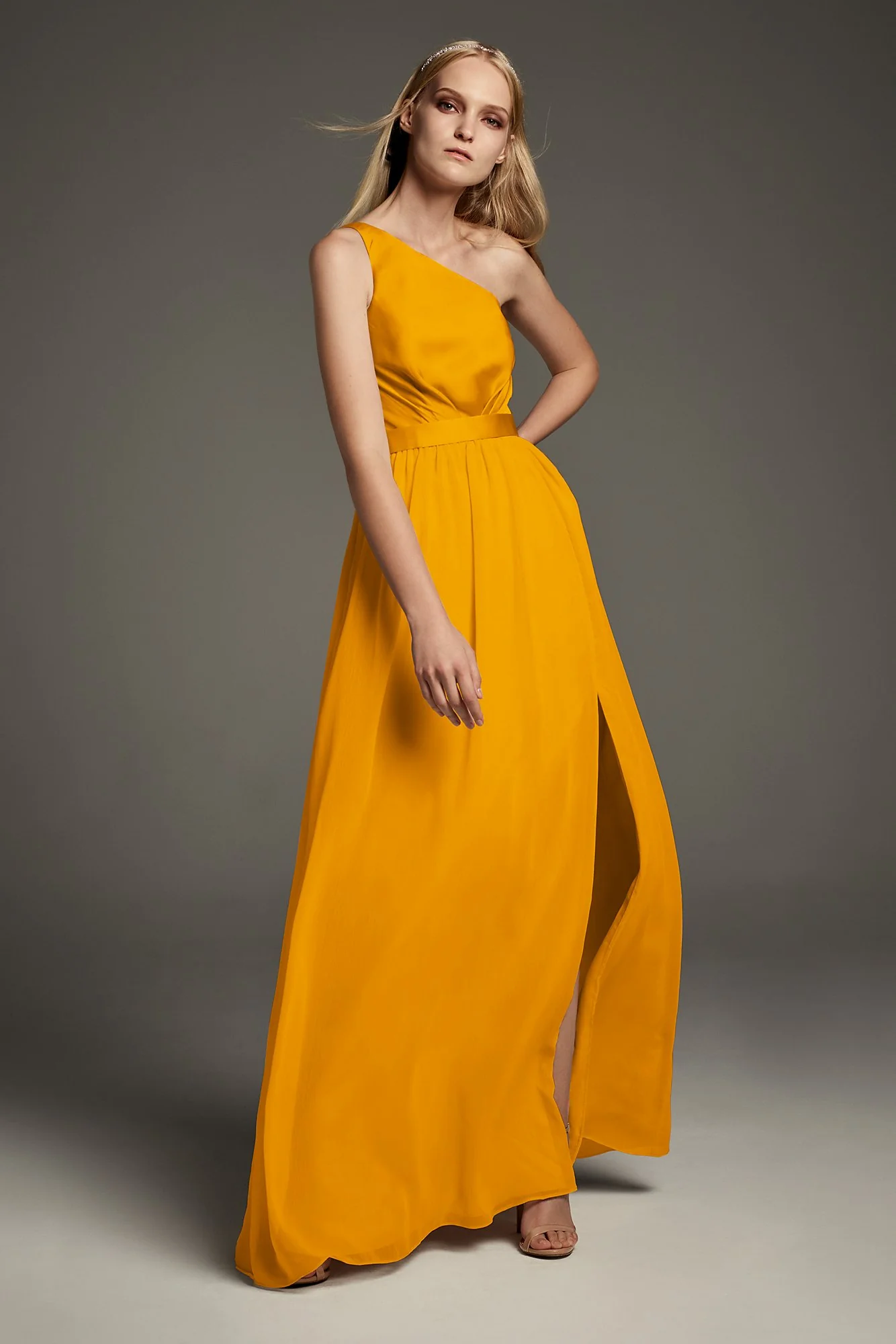 One-Shoulder Charmeuse Chiffon Bridesmaid Dress - Image 49