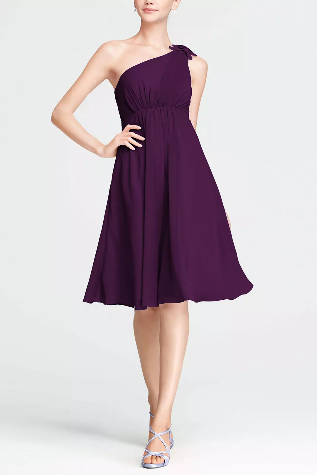 One Shoulder Chiffon Dress with Petal Detail - Image 20