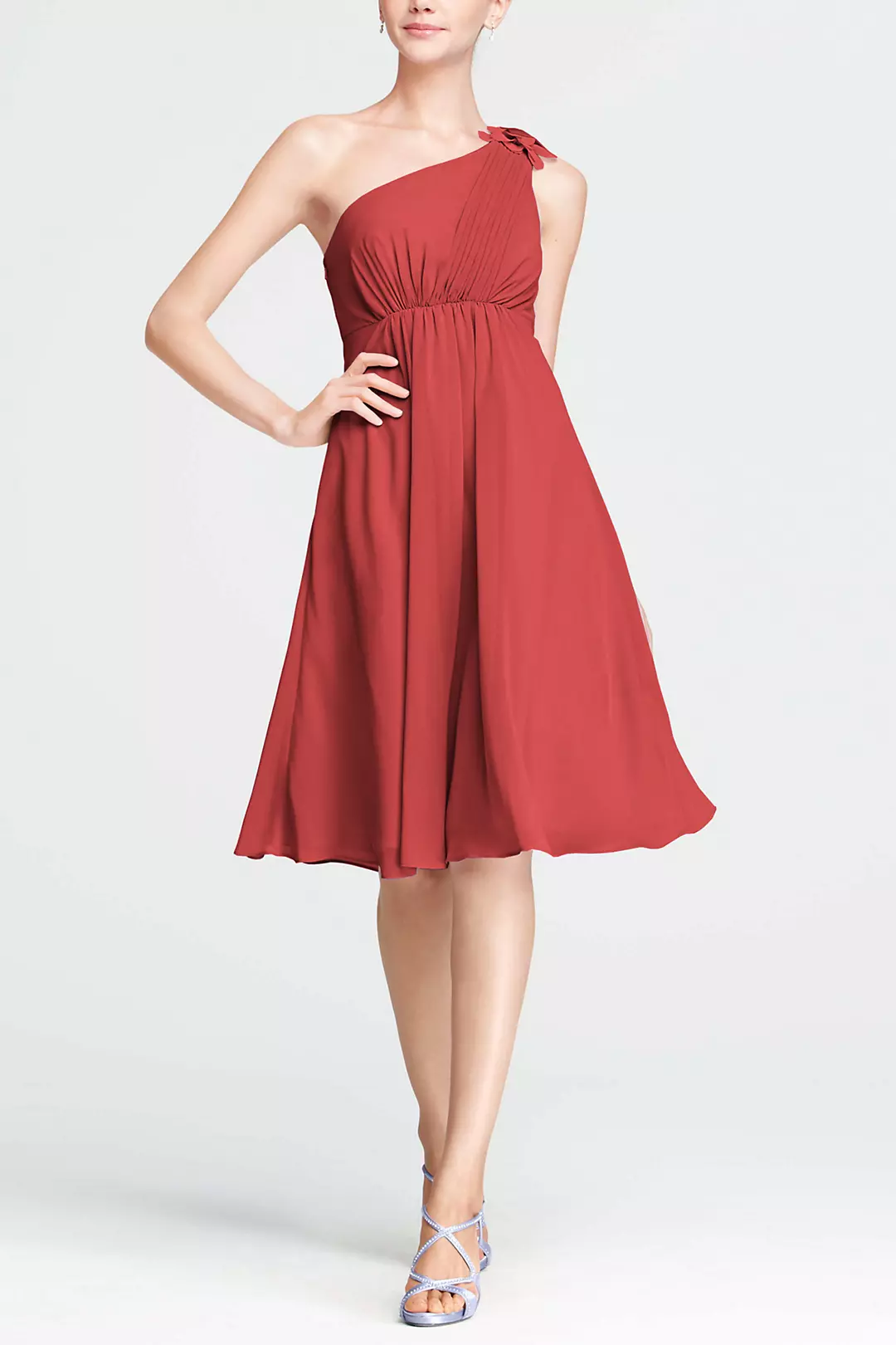 One Shoulder Chiffon Dress with Petal Detail - Image 21