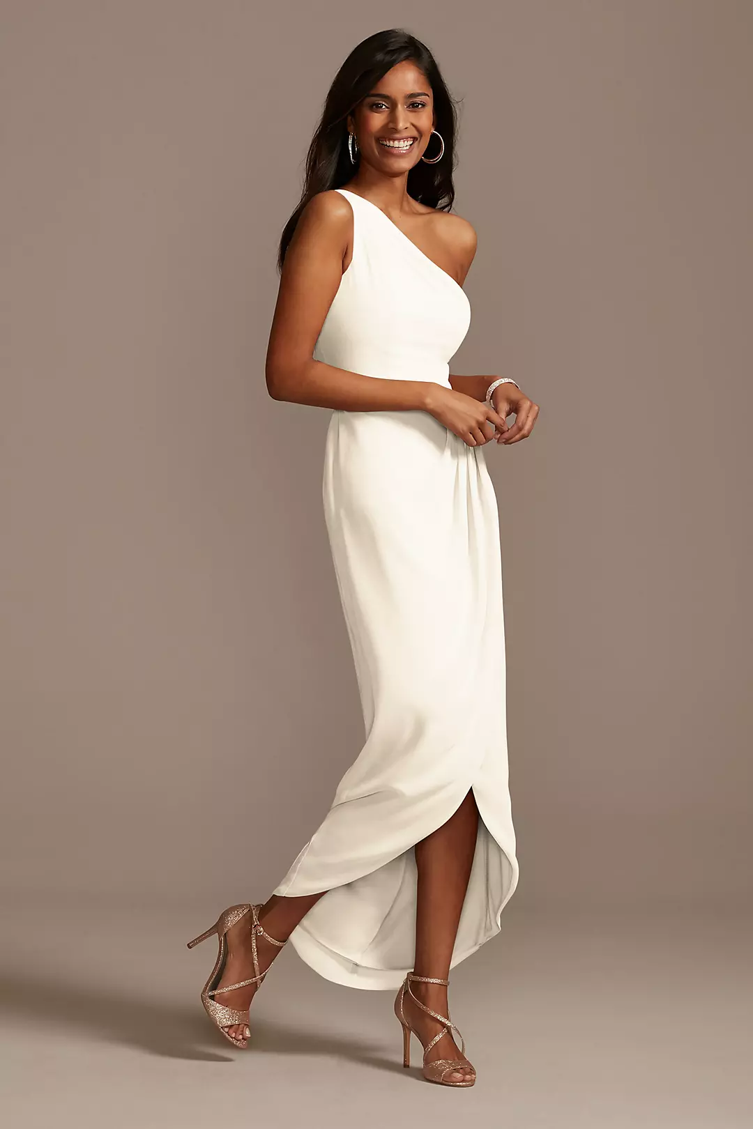 One Shoulder Chiffon Tulip Hem Bridesmaid Dress - Image 10