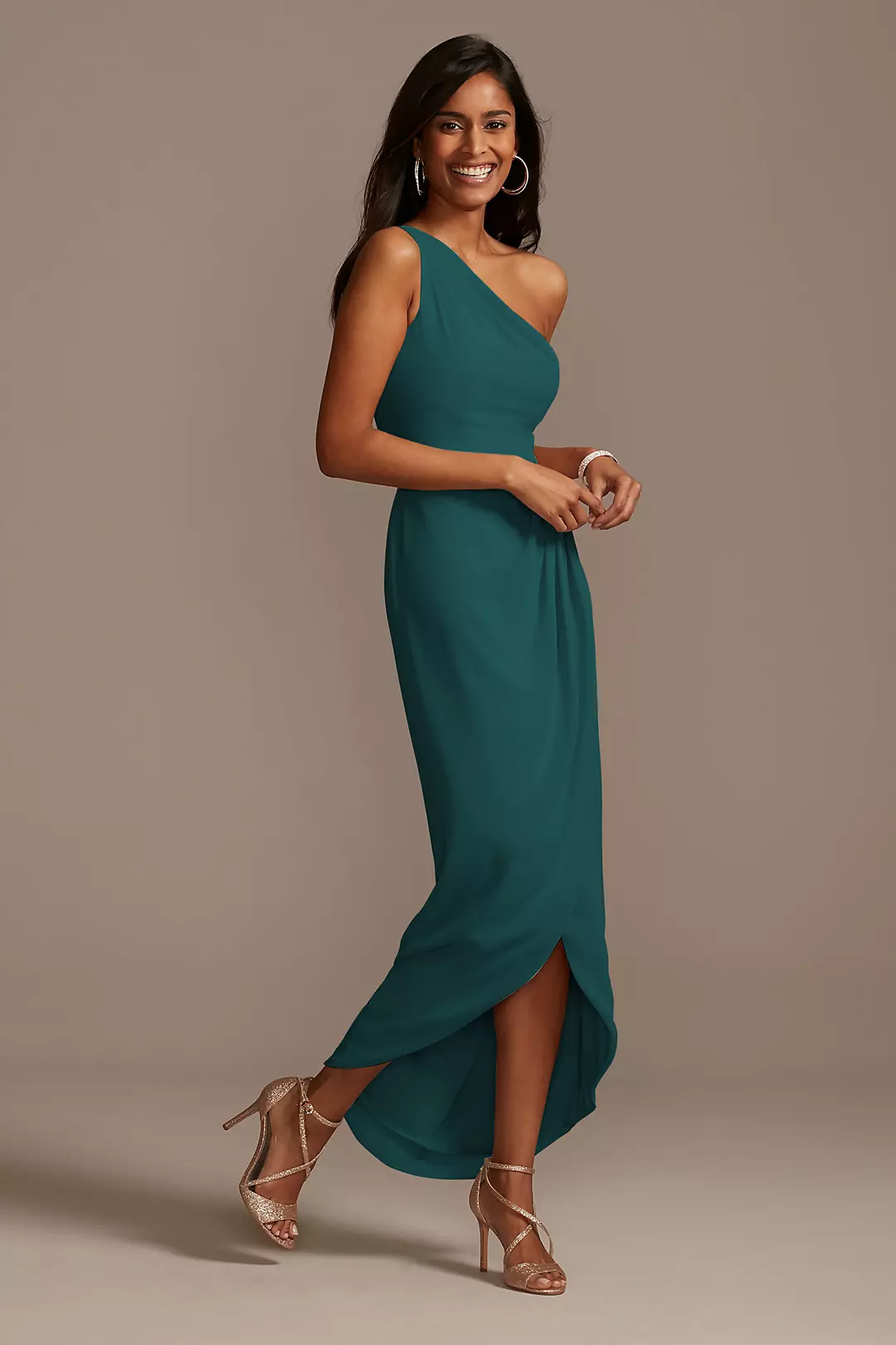 One Shoulder Chiffon Tulip Hem Bridesmaid Dress - Image 15