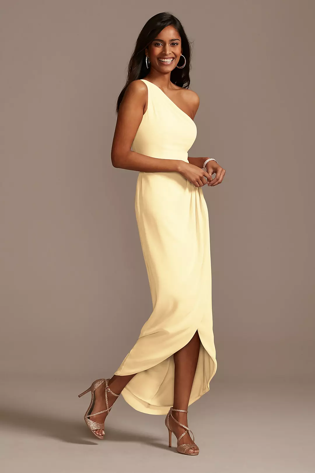 One Shoulder Chiffon Tulip Hem Bridesmaid Dress - Image 17