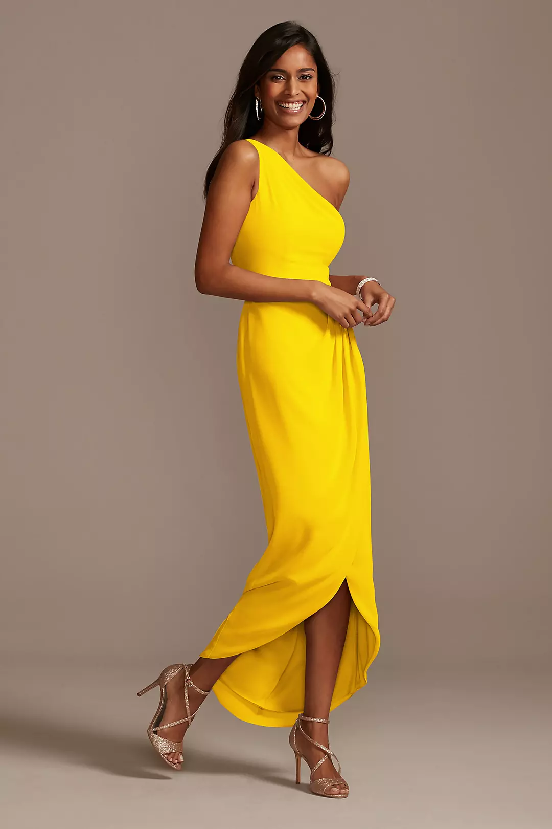One Shoulder Chiffon Tulip Hem Bridesmaid Dress - Image 18