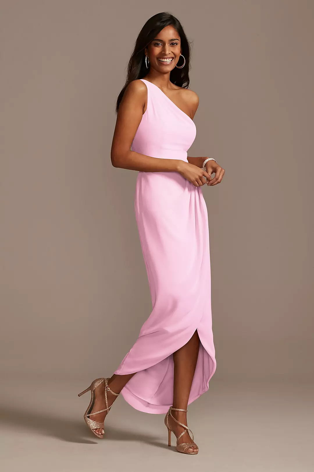 One Shoulder Chiffon Tulip Hem Bridesmaid Dress - Image 19