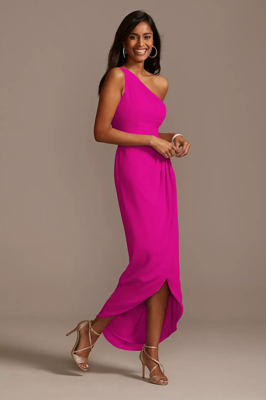 One Shoulder Chiffon Tulip Hem Bridesmaid Dress - Image 20
