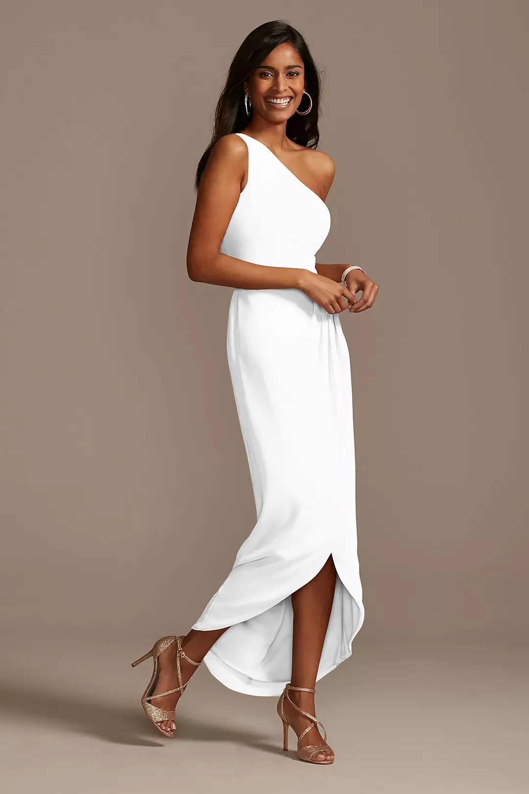 One Shoulder Chiffon Tulip Hem Bridesmaid Dress - Image 21