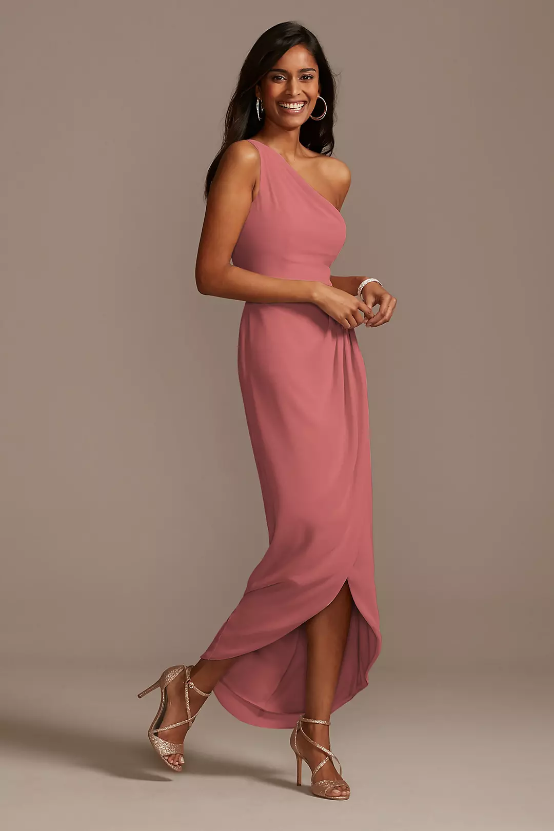One Shoulder Chiffon Tulip Hem Bridesmaid Dress - Image 22