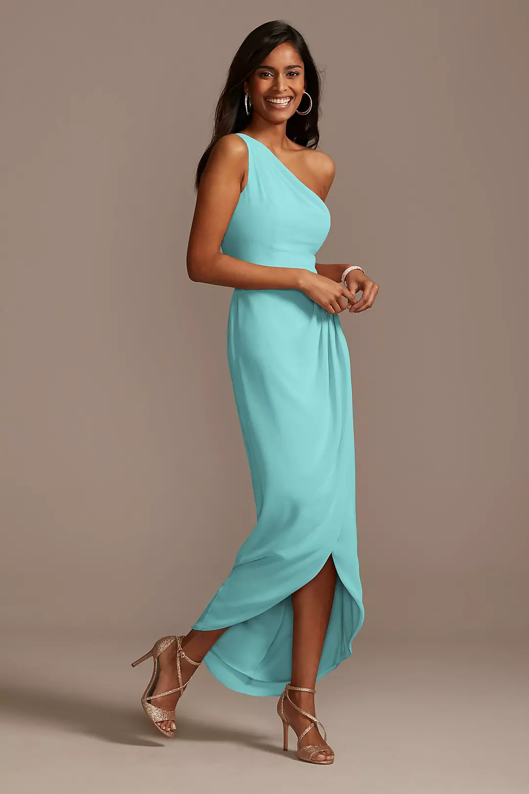 One Shoulder Chiffon Tulip Hem Bridesmaid Dress - Image 23