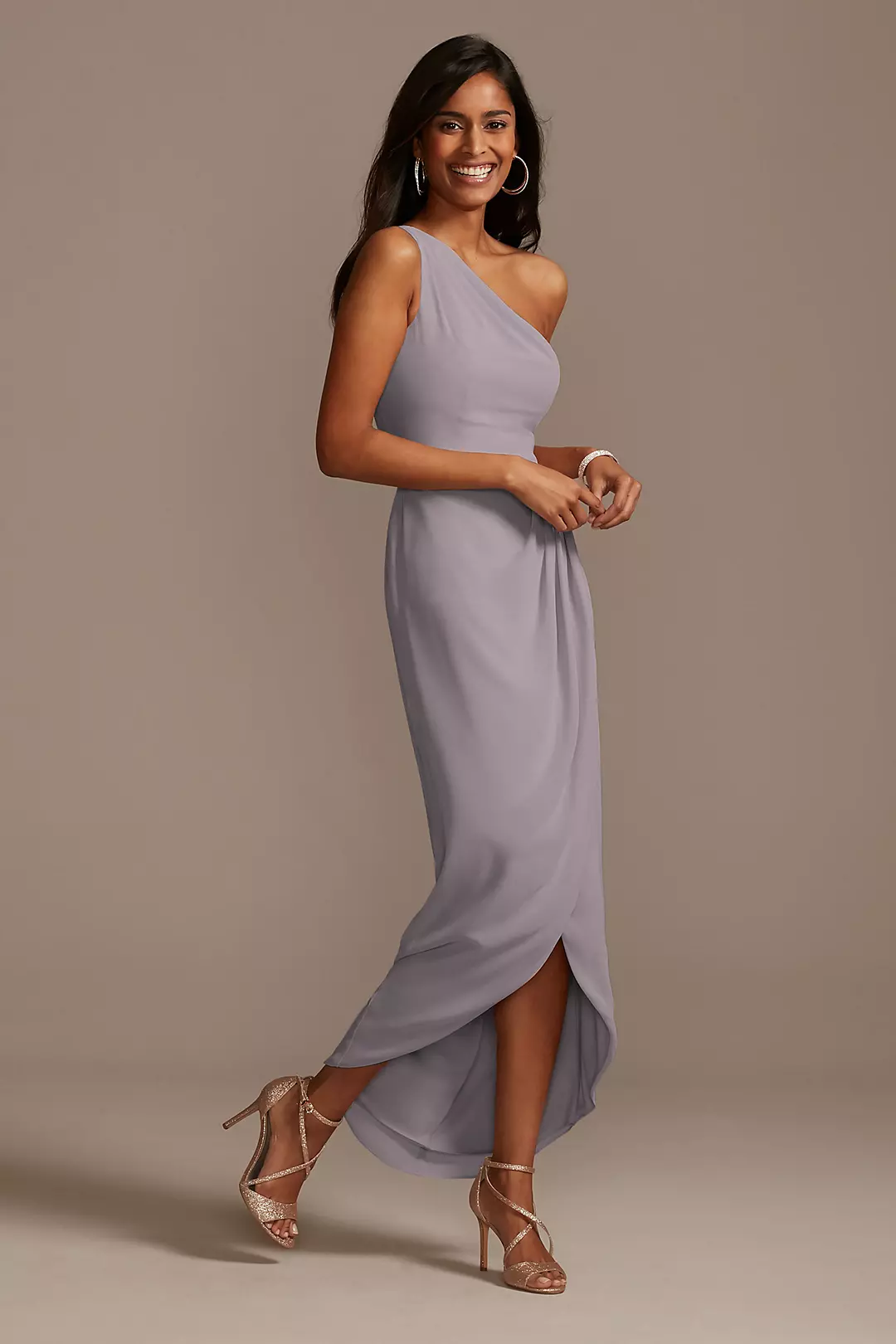 One Shoulder Chiffon Tulip Hem Bridesmaid Dress - Image 24