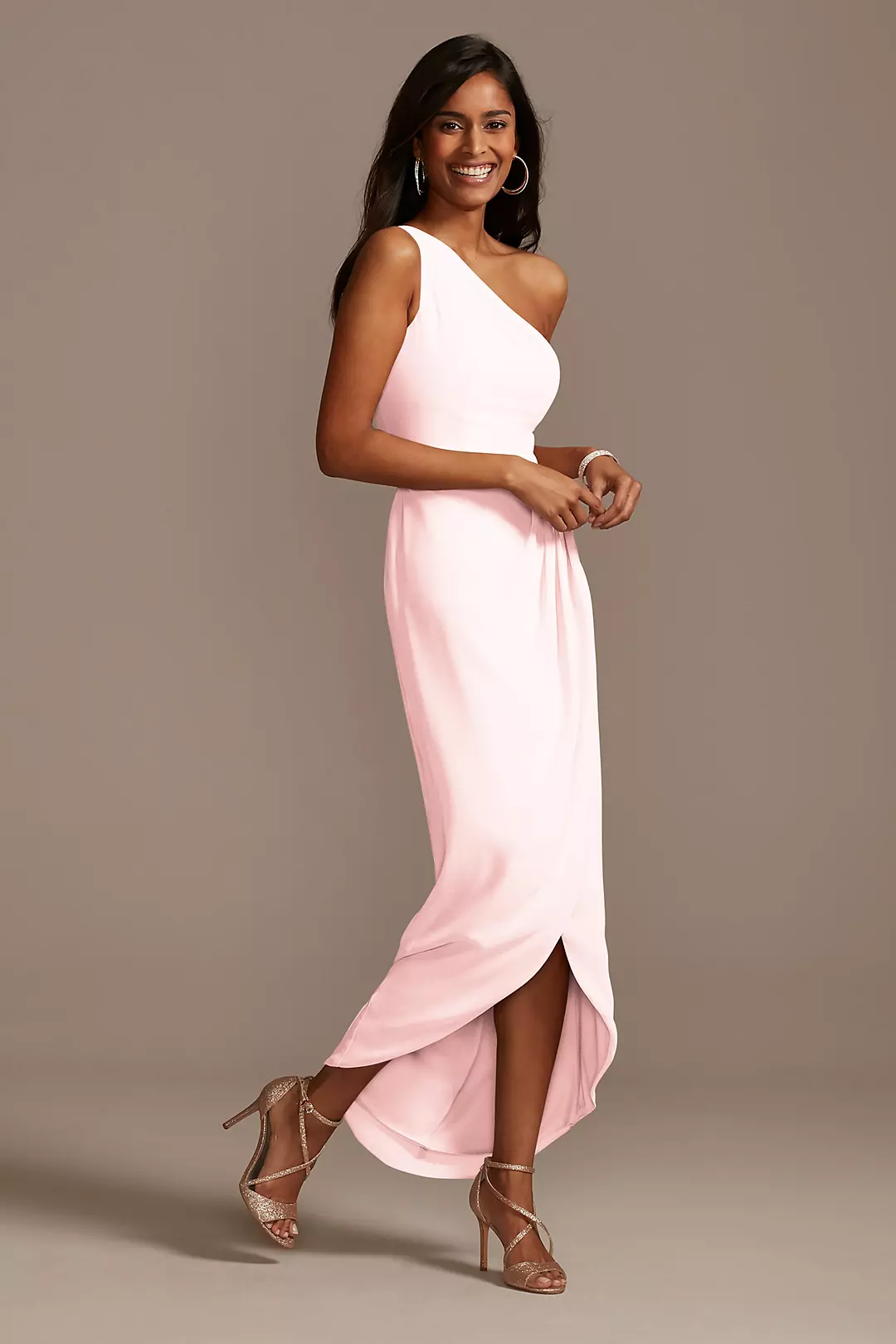 One Shoulder Chiffon Tulip Hem Bridesmaid Dress - Image 26