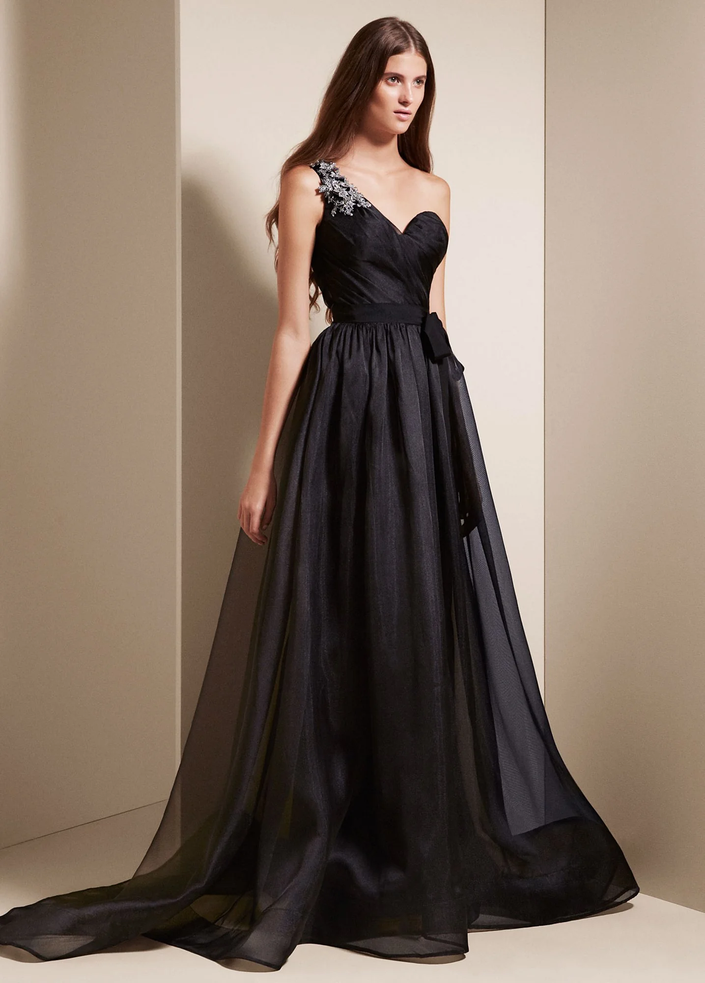 One Shoulder Draped Corset Garza Gown - Image 2