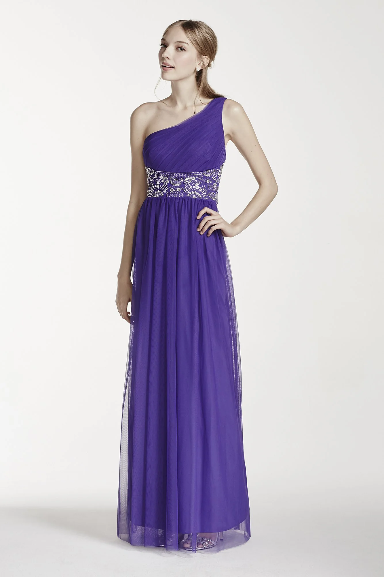 One Shoulder Embellished Waist Dress - Image 2