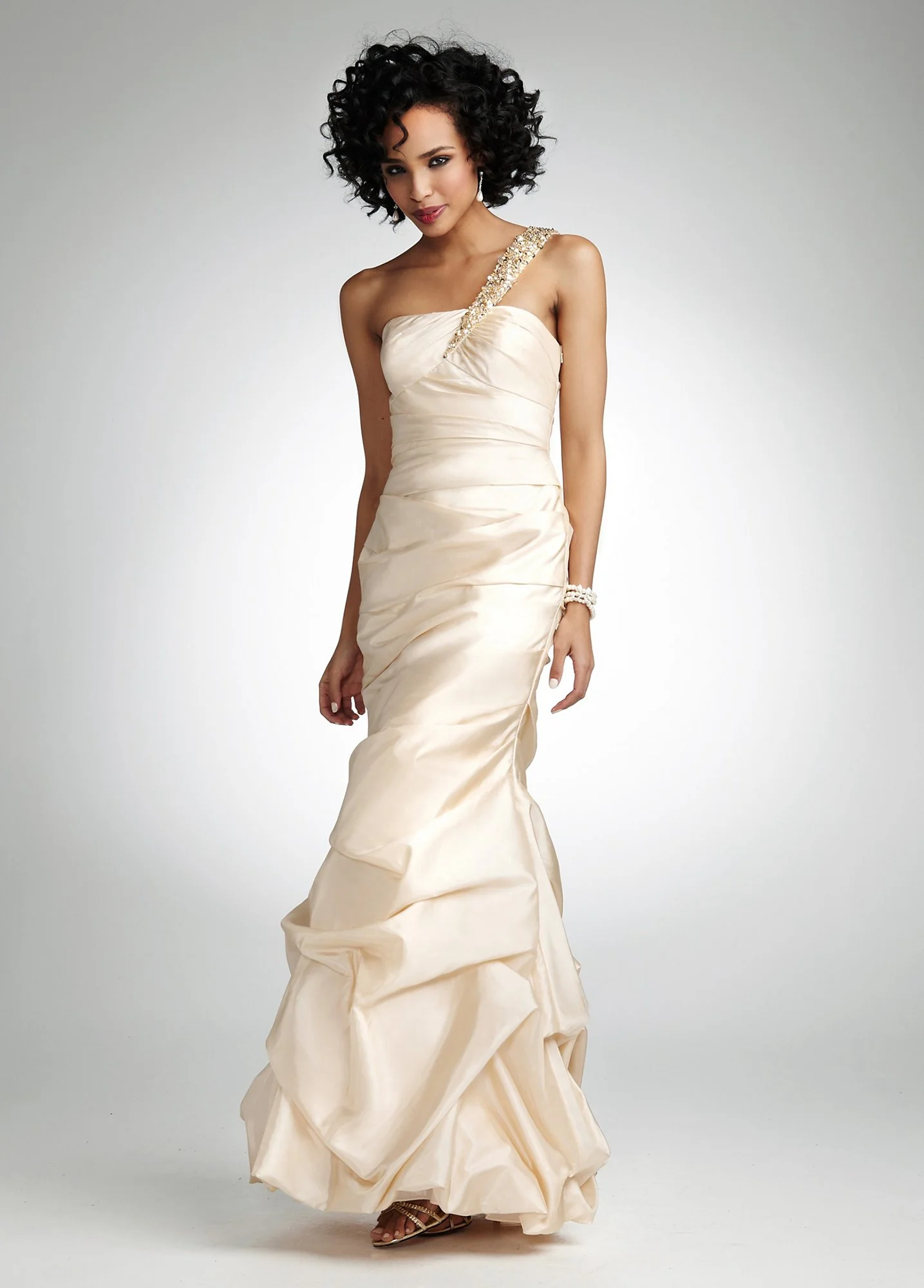 One Shoulder Gown with Pick Up Trumpet Skirt