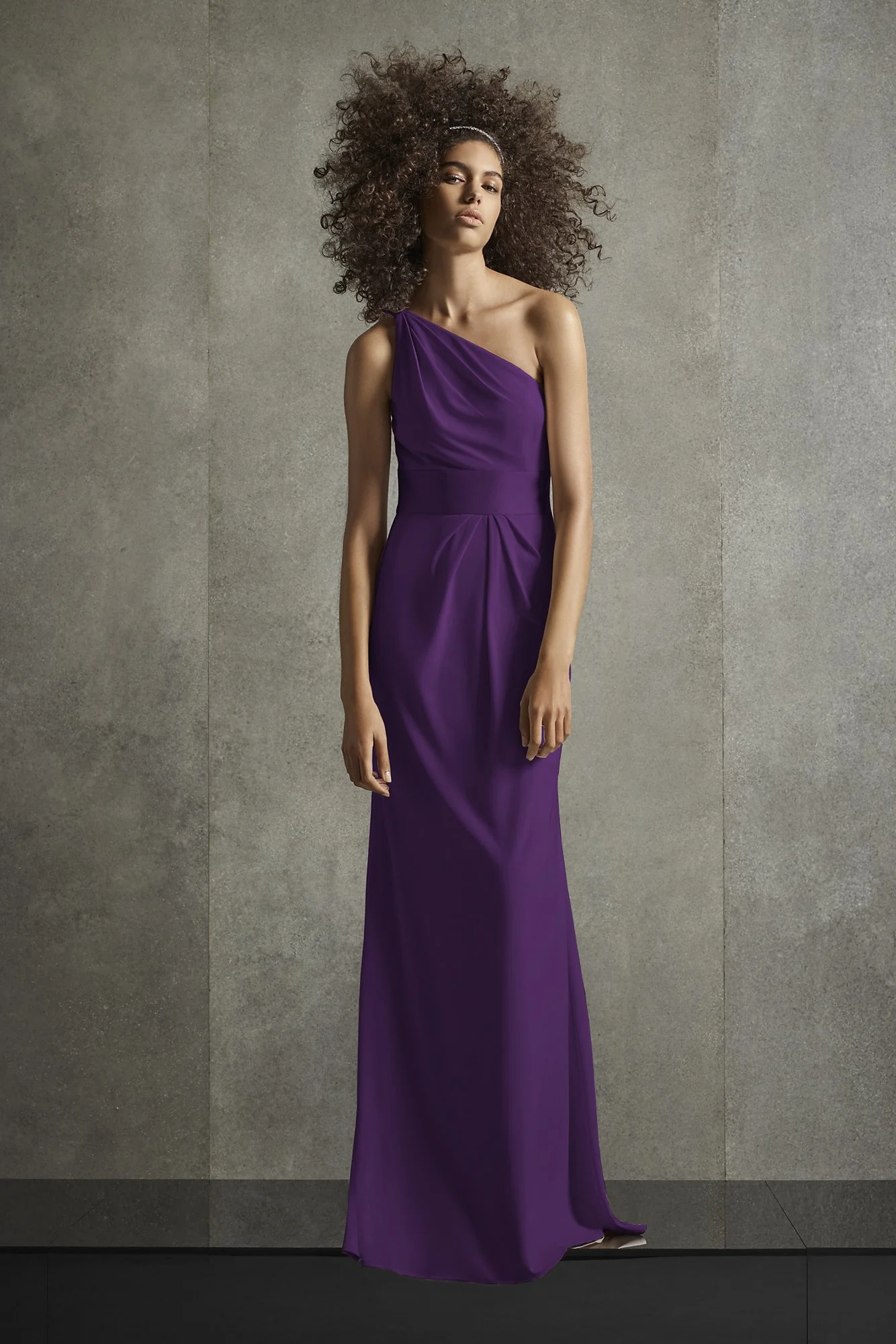 One Shoulder Jersey Satin Trim Bridesmaid Dress - Image 9