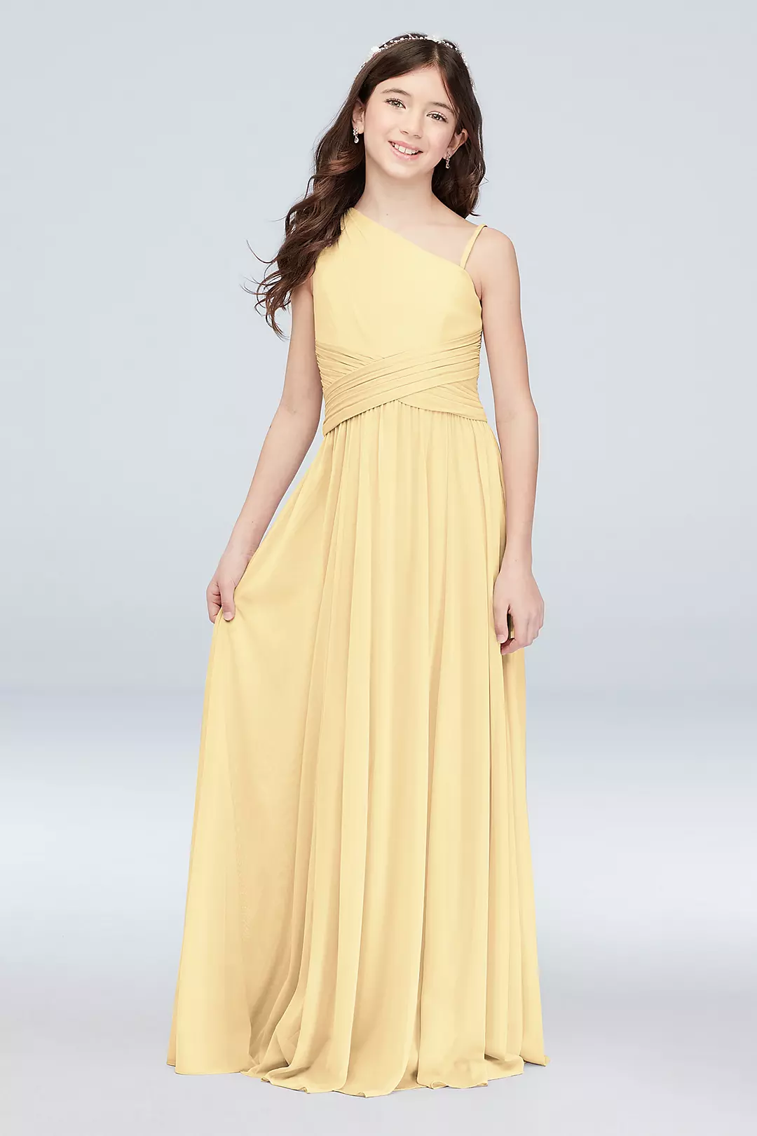 One Shoulder Mesh Junior Bridesmaid Dress - Image 51
