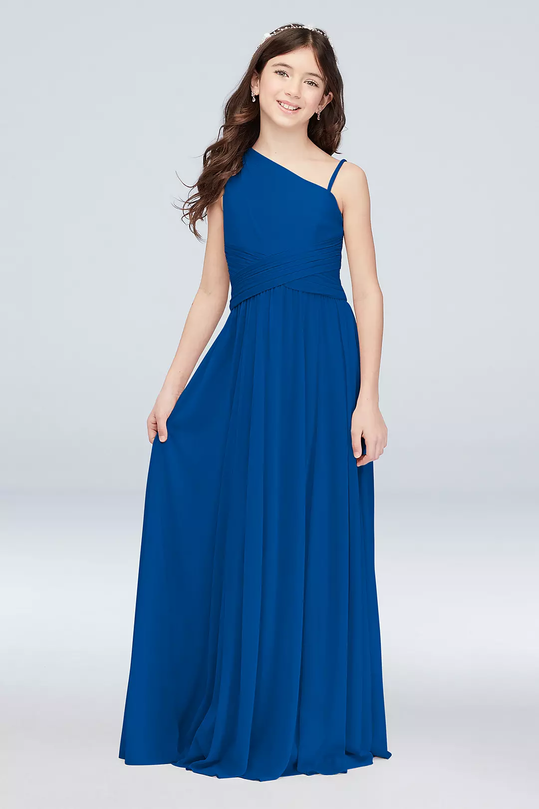 One Shoulder Mesh Junior Bridesmaid Dress - Image 56