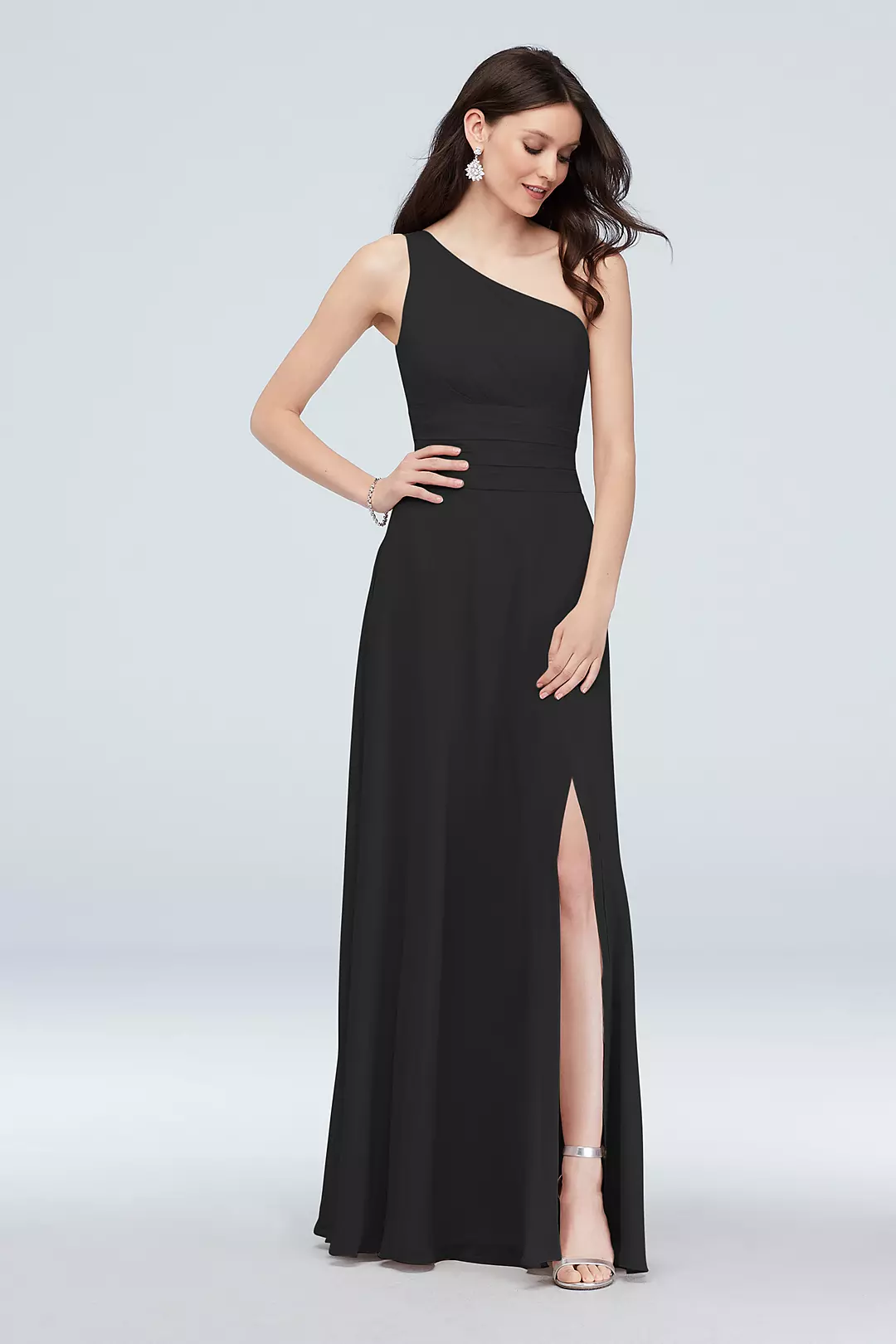 One-Shoulder Ruched Waist Chiffon Bridesmaid Dress - Image 152