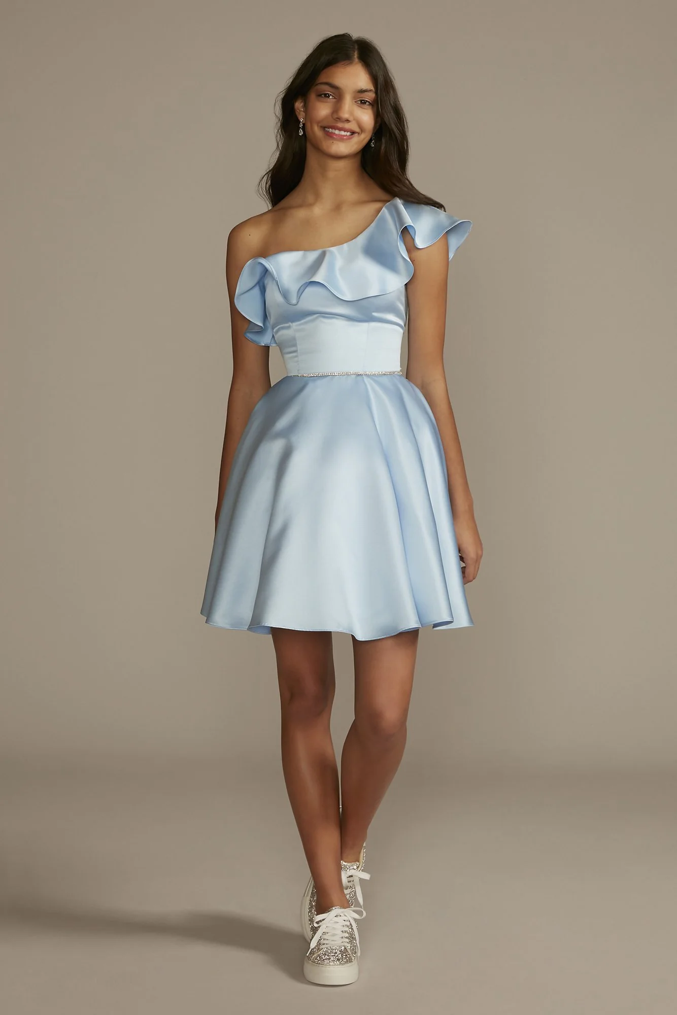 One Shoulder Ruffled Damas Dress - Image 3