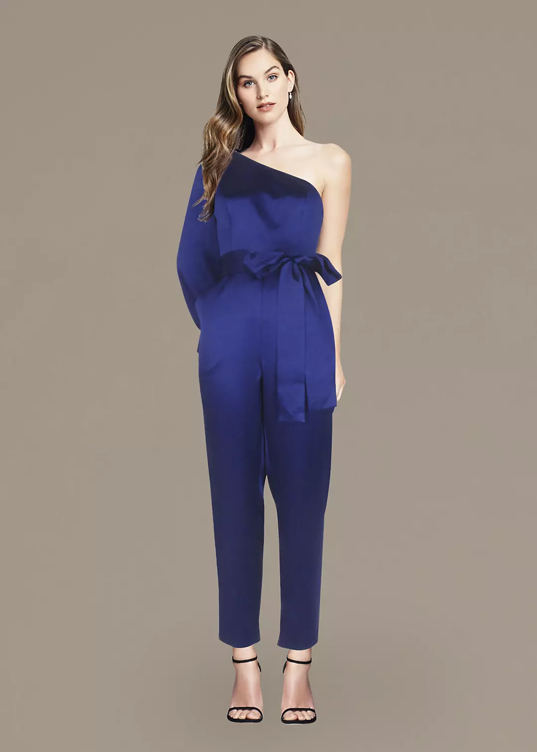 One-Shoulder Satin Jumpsuit with Tie Waist - Image 23