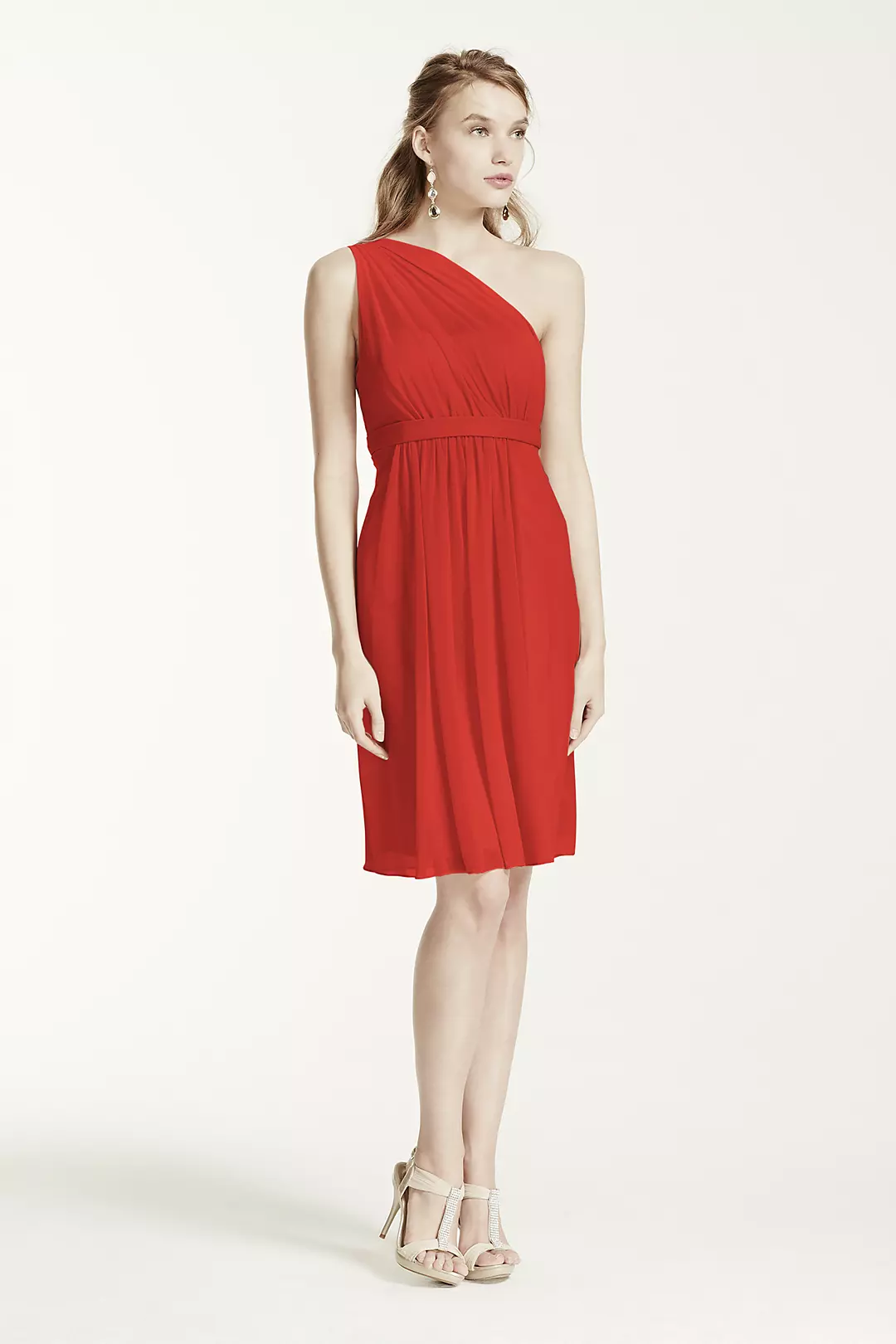 One Shoulder Short Dress with Illusion Neck - Image 105