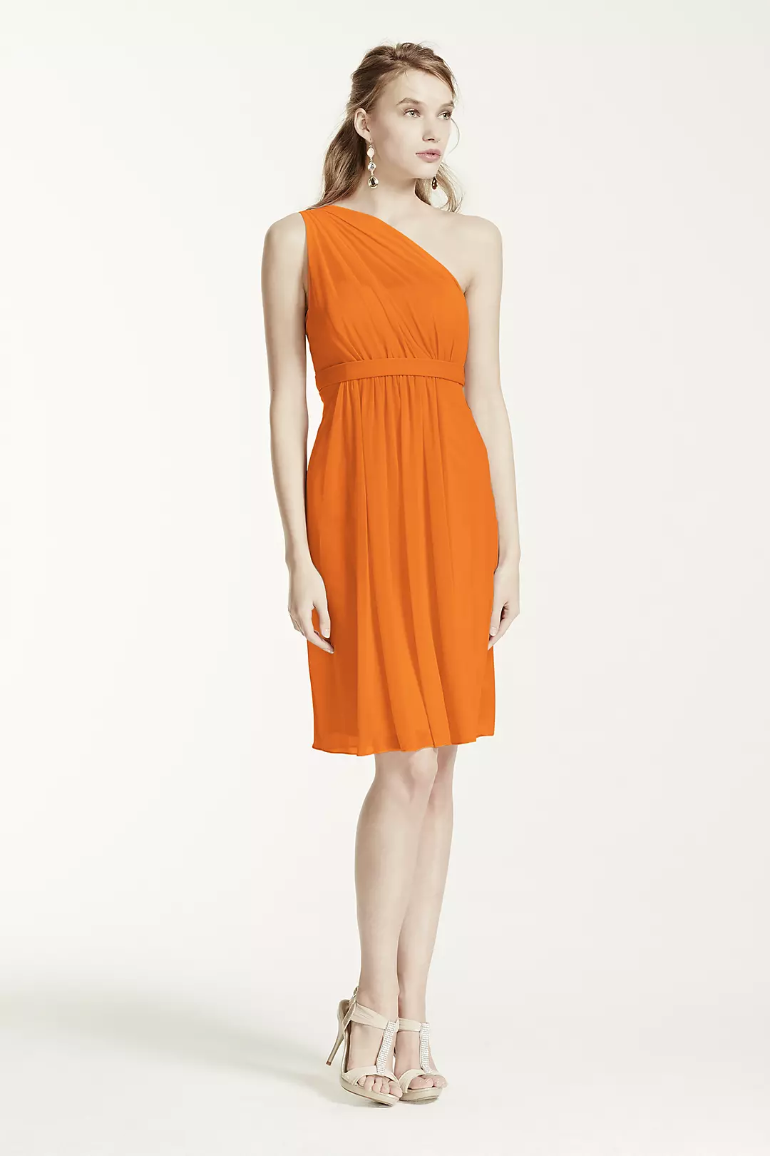 One Shoulder Short Dress with Illusion Neck - Image 56