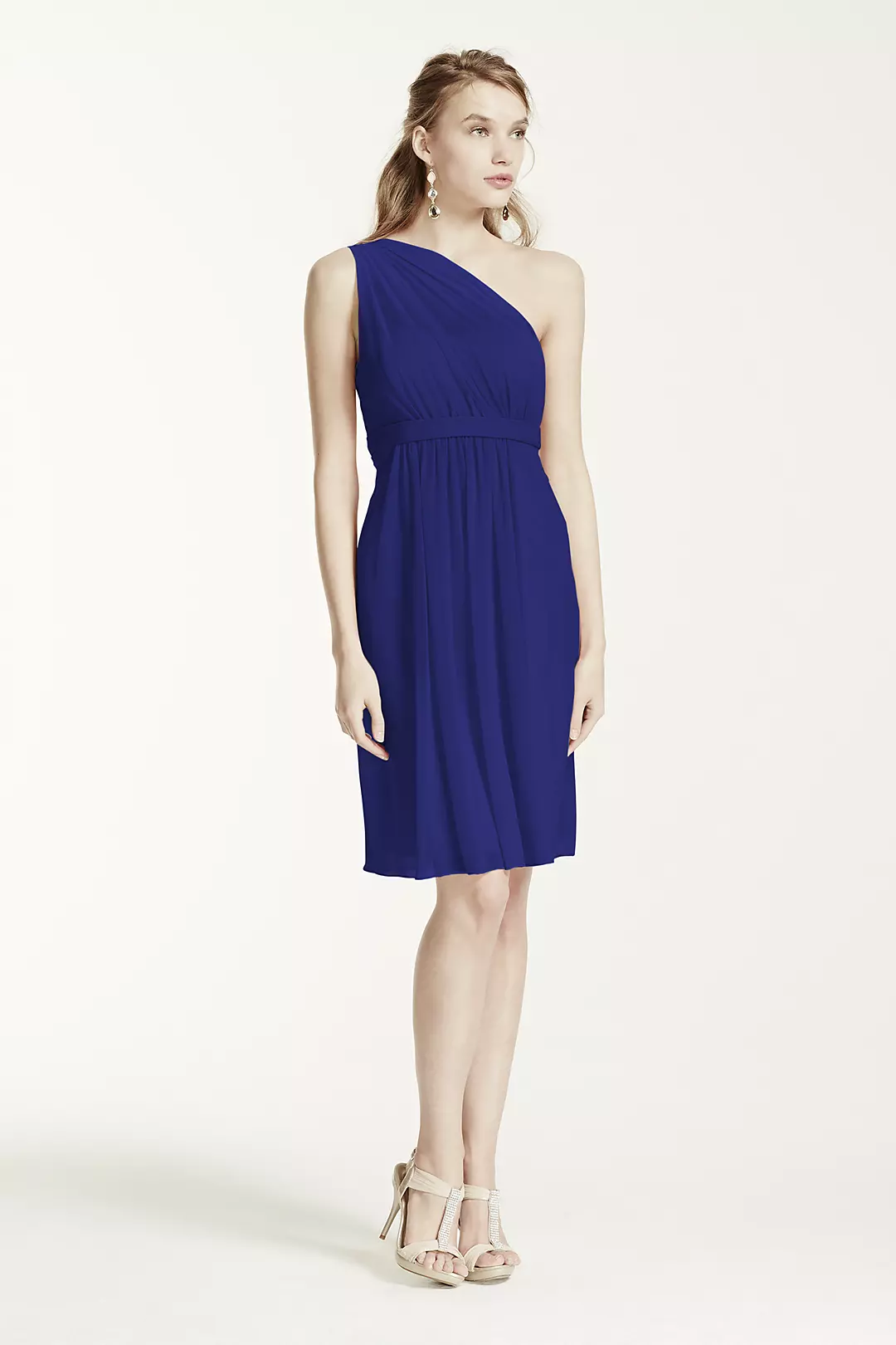 One Shoulder Short Dress with Illusion Neck - Image 83